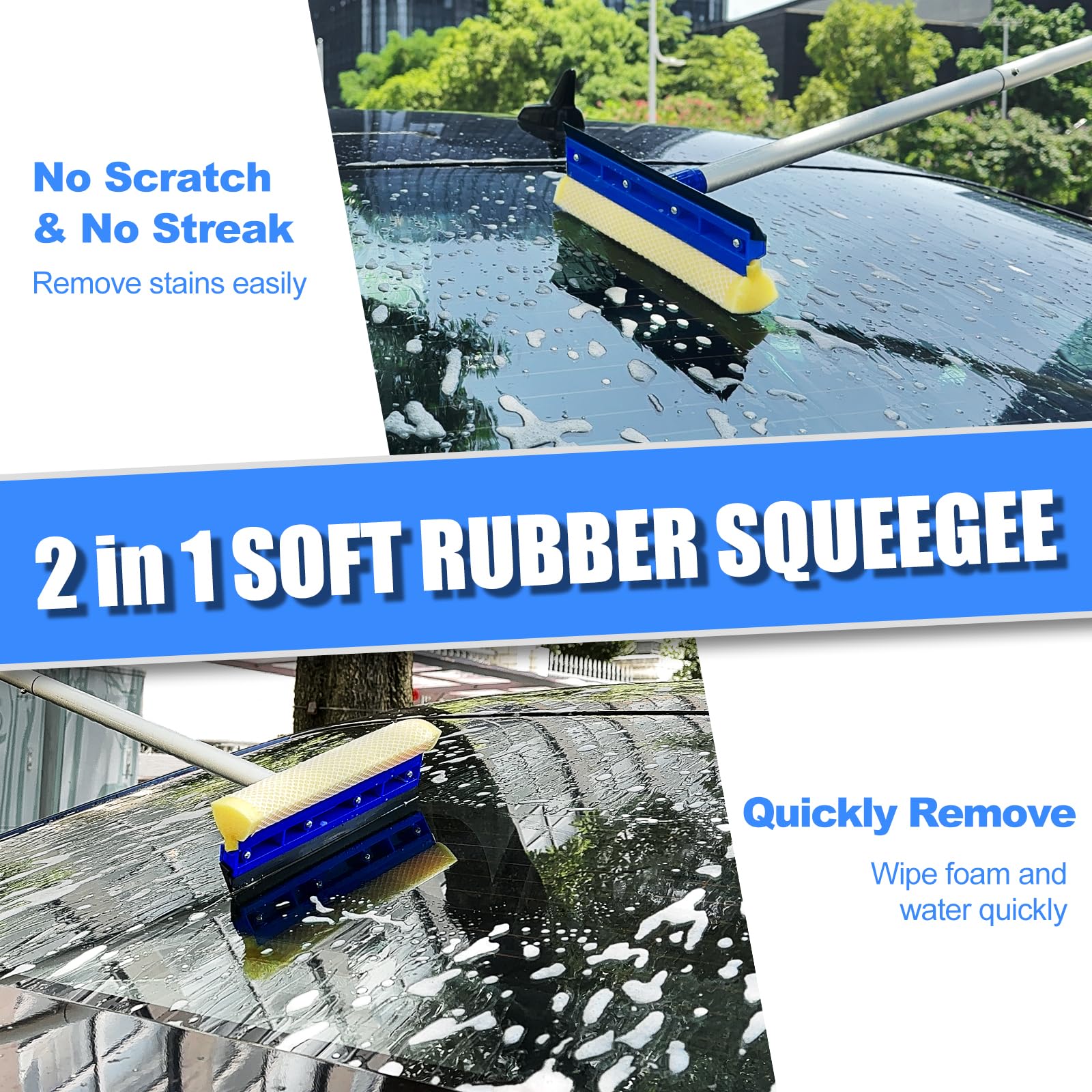 Nikcosmk 62'' Car Wash Brush With Long Handle, Car Wash Kit With Tire Brush, Tower, Window Squeegee, Chenille Microfiber Car Was