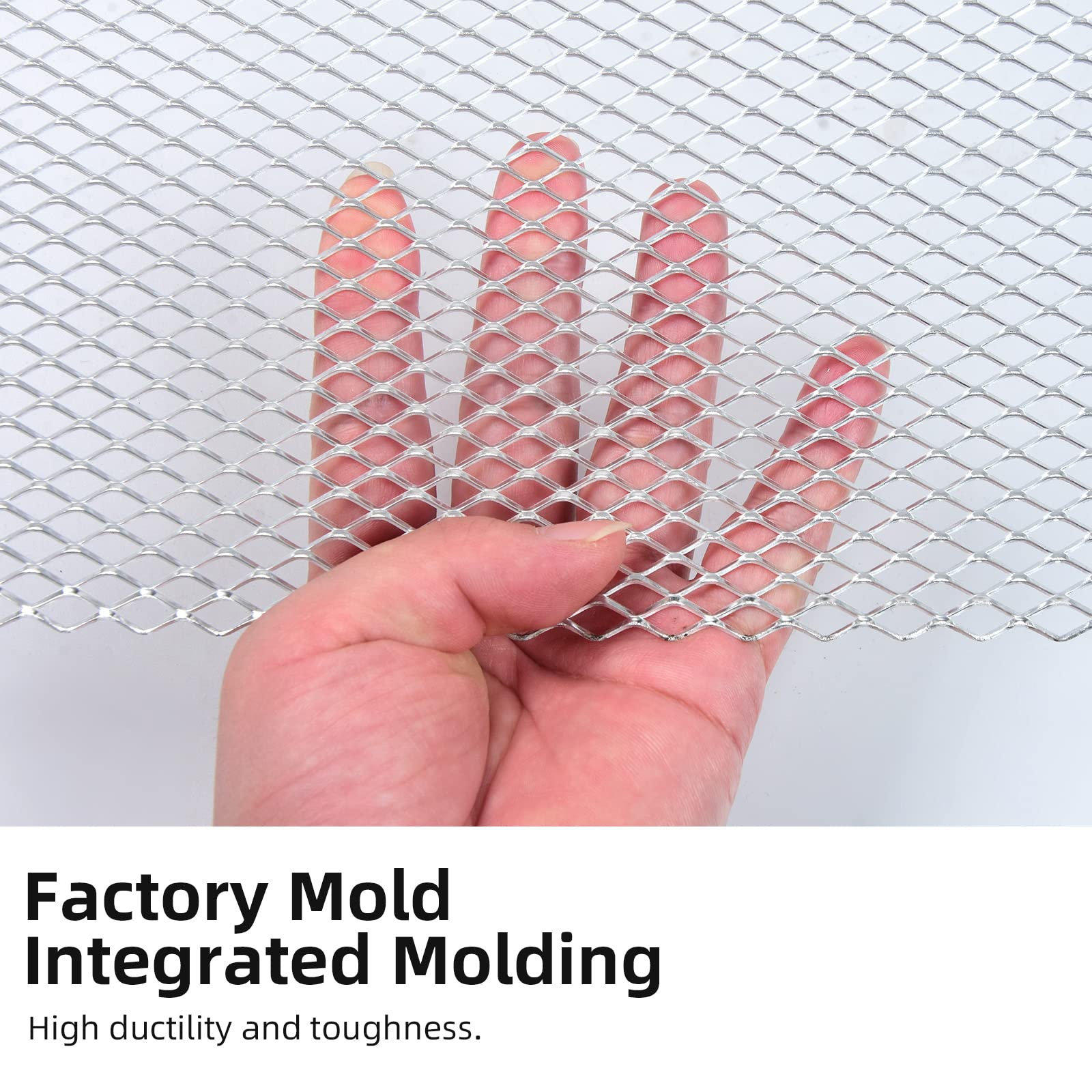 AggAuto Universal 170''x40'' Car Grill Mesh - Aluminum Alloy Automotive Grille Insert Bumper Rhombic Hole 6x12mm, One of the Mos