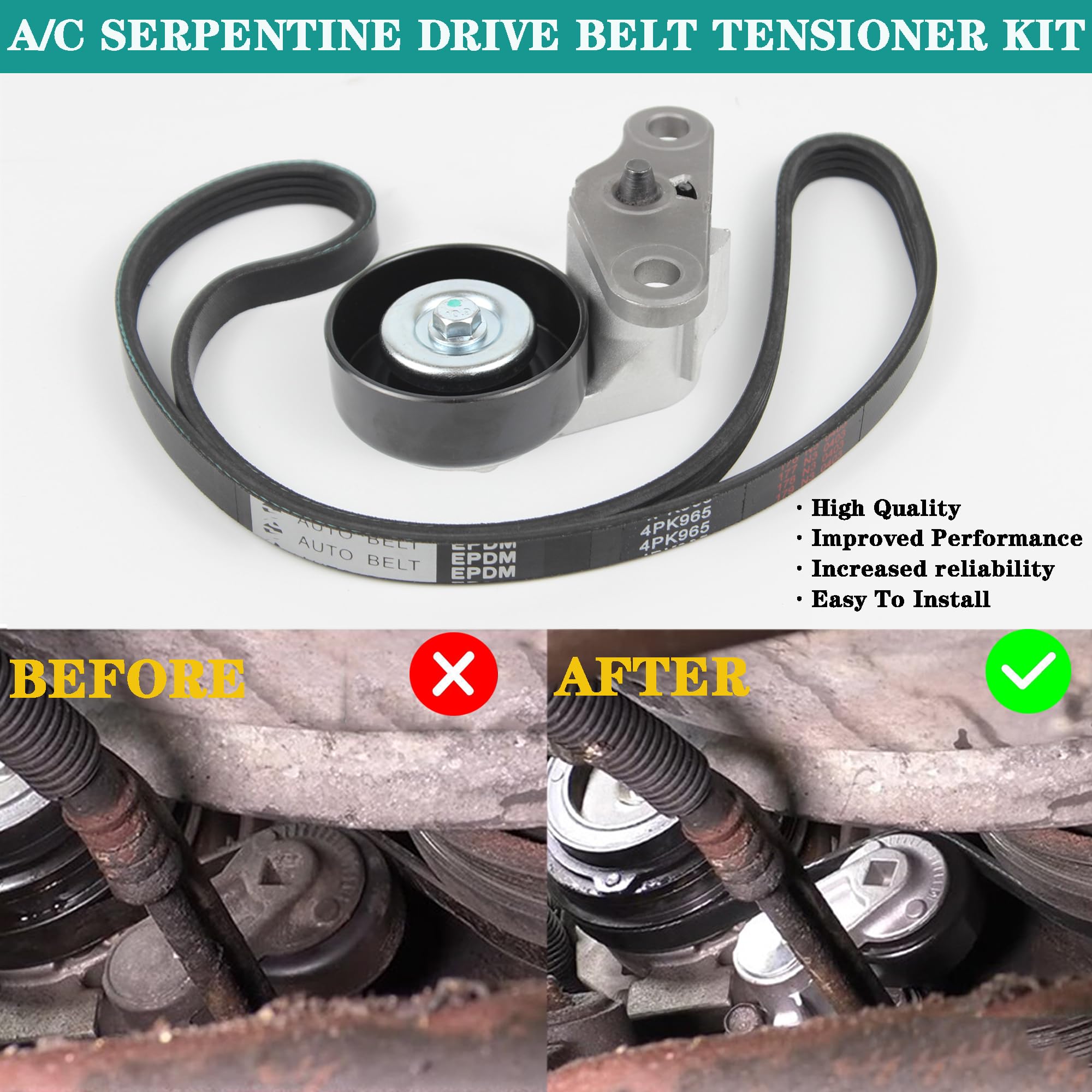 Yzusgomumu Car A/C Serpentine Drive Belt Tensioner Kit 90K-38159 Compatible With 1999-2008 Cadillac Escalade Chevrolet Avalanche Silverado Express Gmc Sierra H2 Replaces 19311139 38159 Ack040378Hd