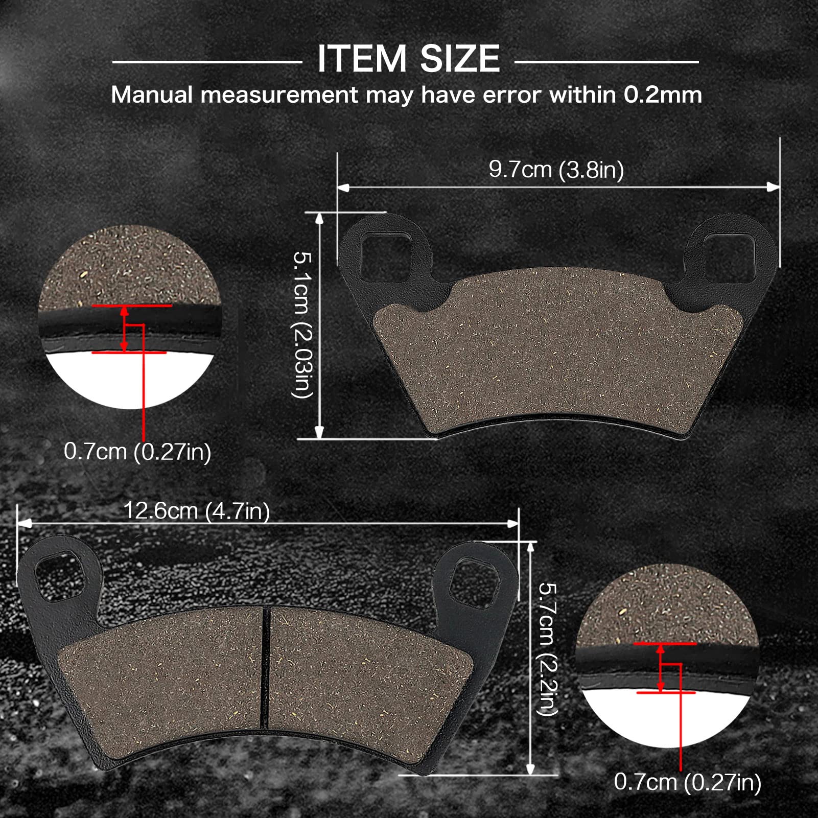 Locopow Brake Pads For Polaris Ranger 800 500 570 700 900 Xp Compatible With Polaris Rzr 900 Xp Ranger Crew 500 Rzr 4 800 Rzr 900 Xp(Front And Rear)