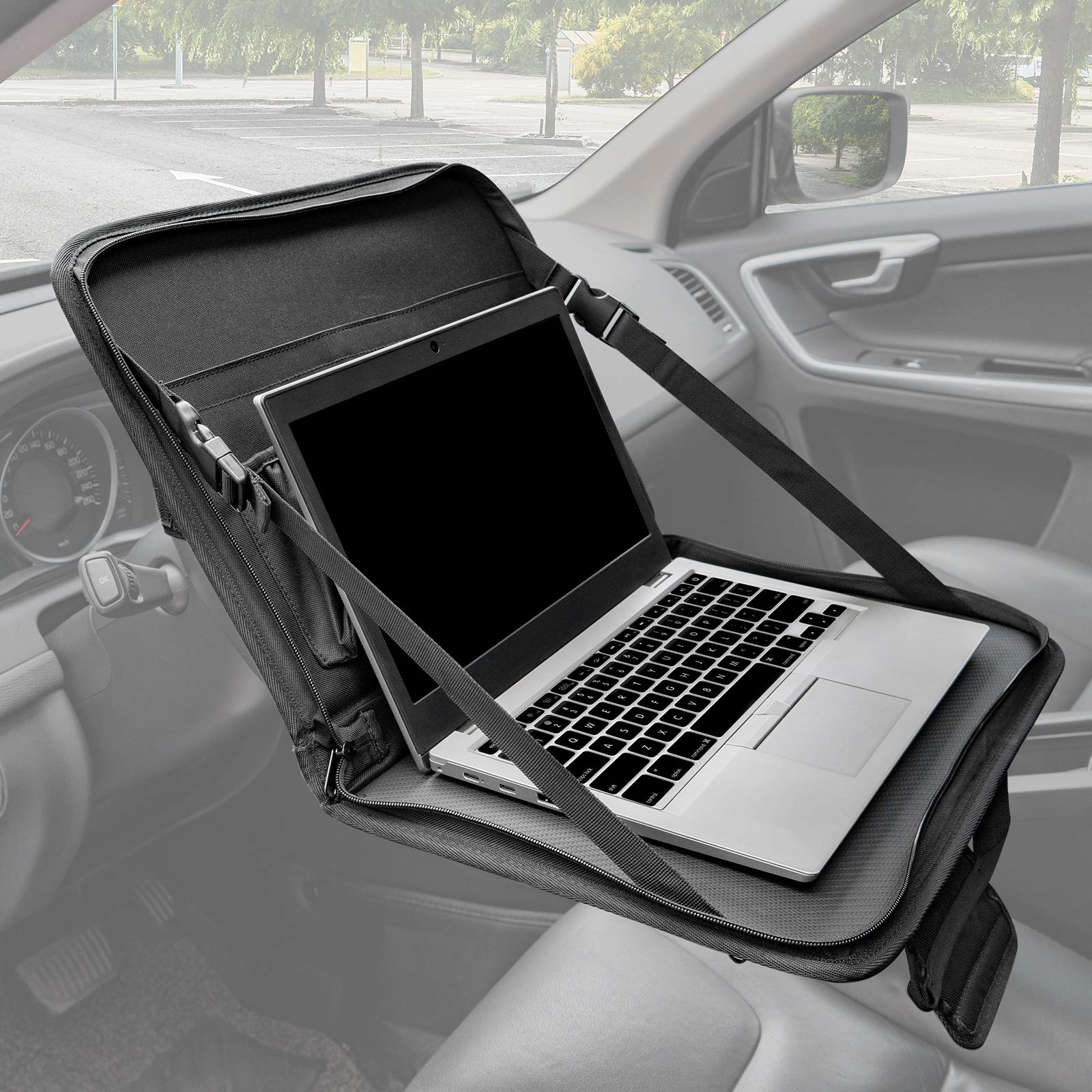 JOYTUTUS Steering Wheel Tray, Back Seat Headrest Tray for Eating Food and Drink, Work Table for Writing and Steering Wheel Lapto