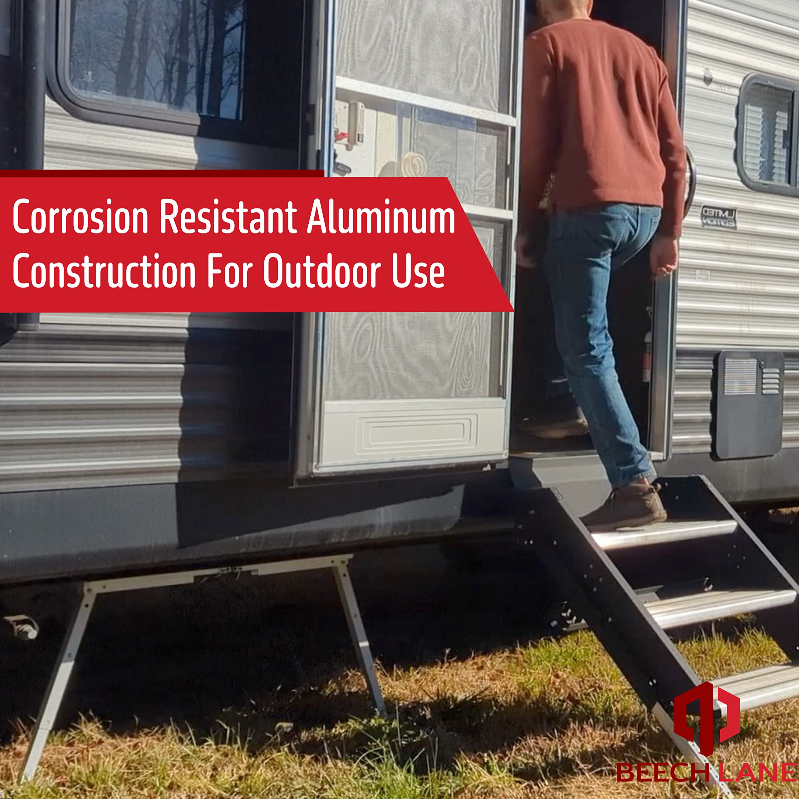 Beech Lane Universal Rv Stabilizer, Reduces Rv Wobble, Compact Foldable Design For Easy Storage, Adjustable Height Of 12'' To 26