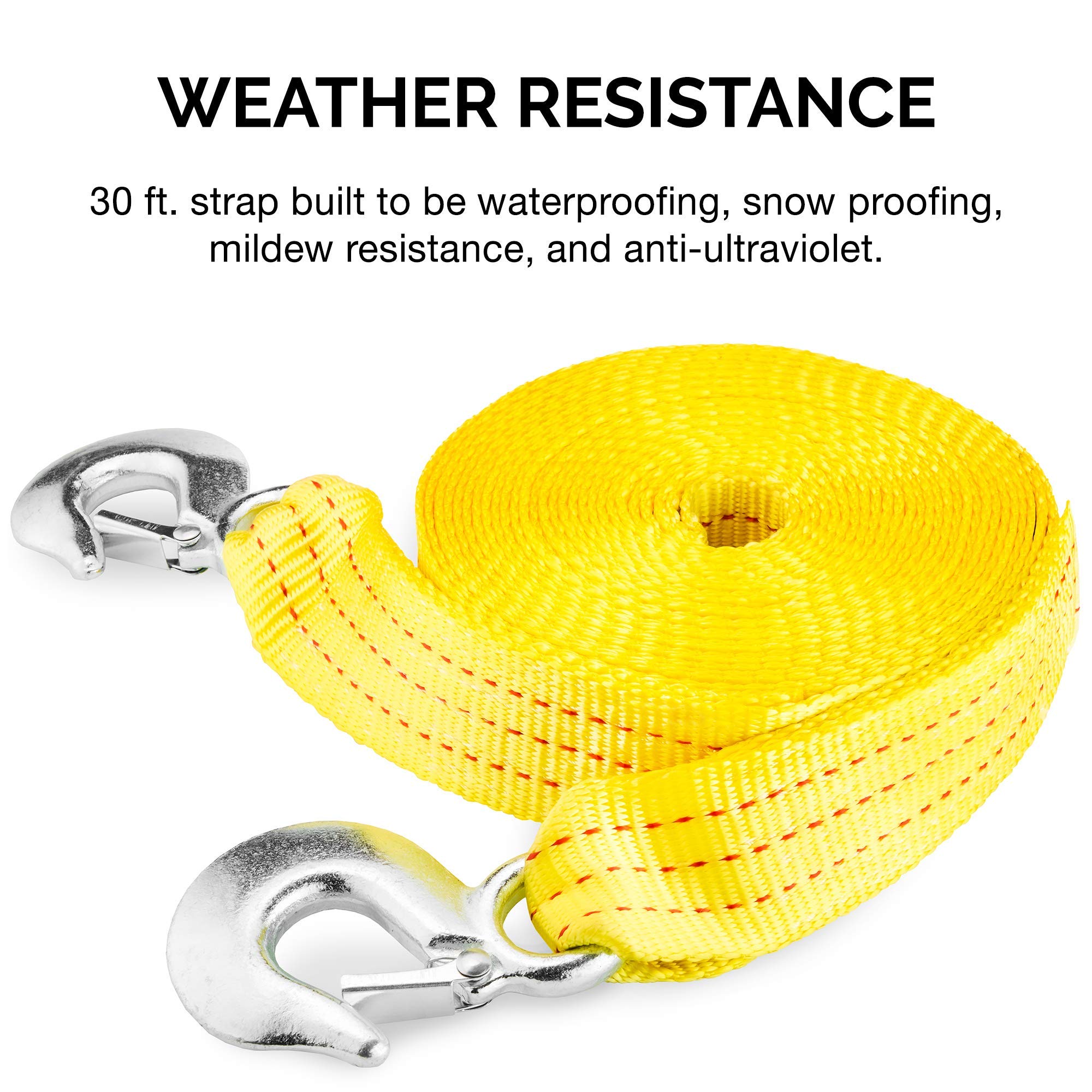 Neiko 51008A Heavy Duty Tow Strap With Hooks 2 Pack, 2    X 30, 10,000 Lb Capacity, Tow Rope For Vehicles, Cars, Trucks, Atv Tow