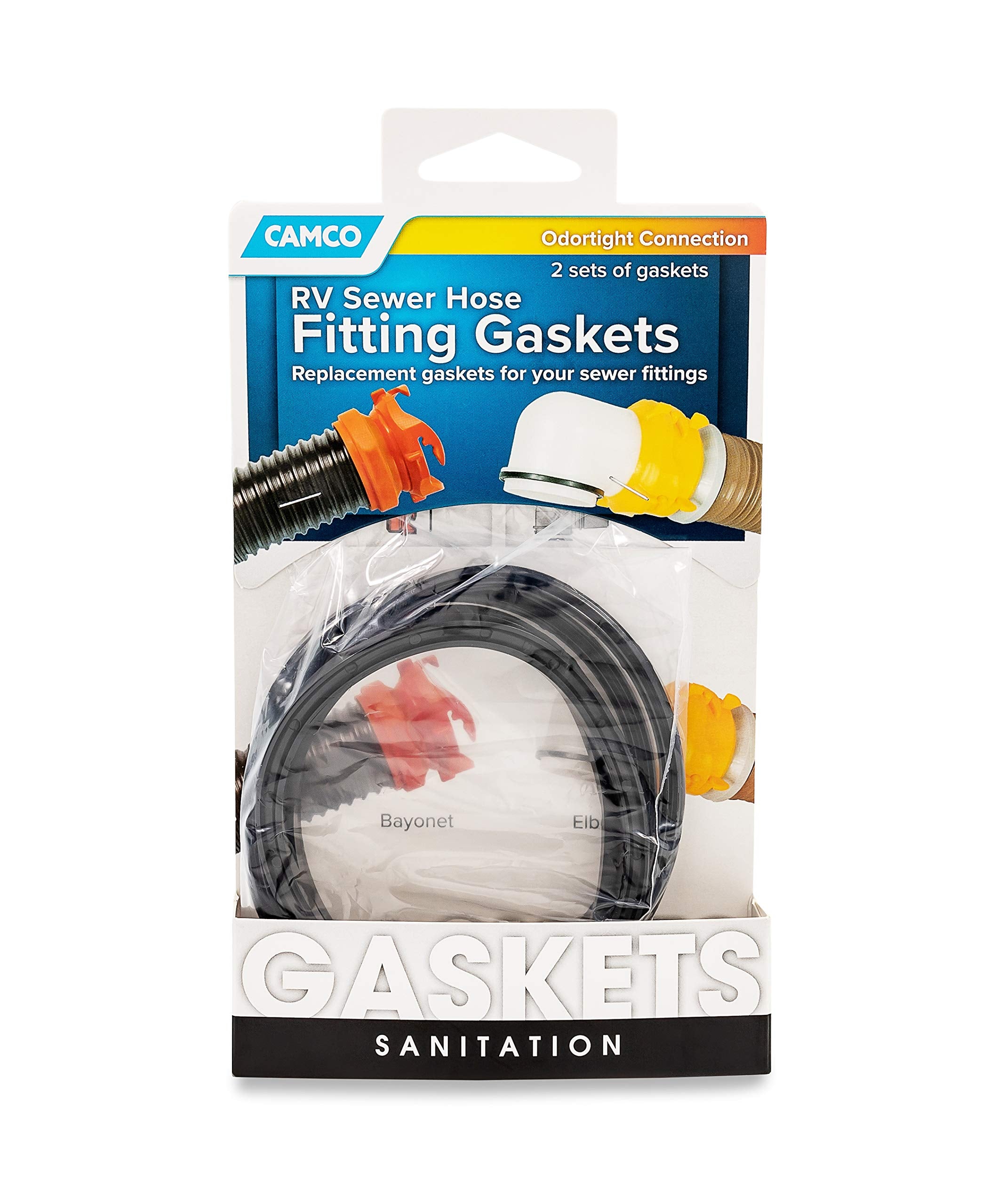Camco Sewer Hose Replacement Gasket - Replacement Gaskets for RV Sewer Fittings to Ensure an Odor Tight Seal | Two Bayonet & Two