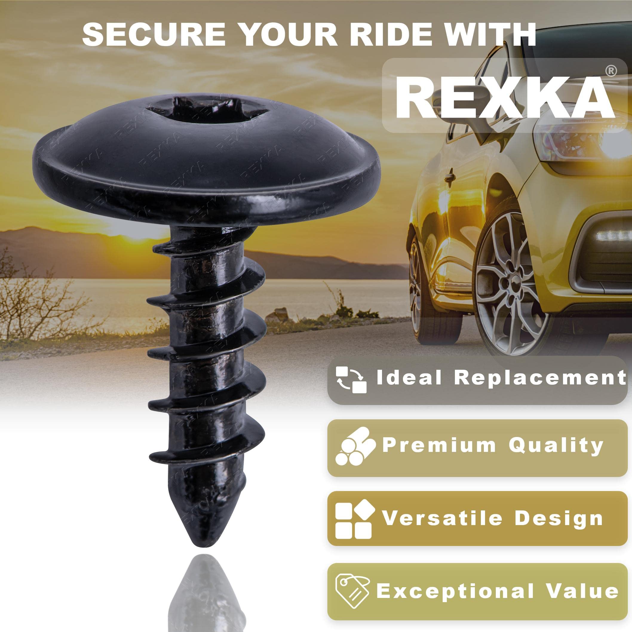 Rexka 50Pcs T25 Fender Liner Splash Shield Bumper Cover Self Tapping Torx Screw Compatible With N90974701 Volkswagon Audi Porsche