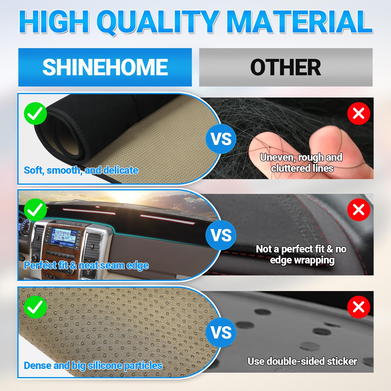 Dash Cover Mat Compatible with 2010 2011 2012 2013 2014 2015 2016 2017 2018 Dodge Ram 1500 2500 3500 Accessories Dashboard Cover