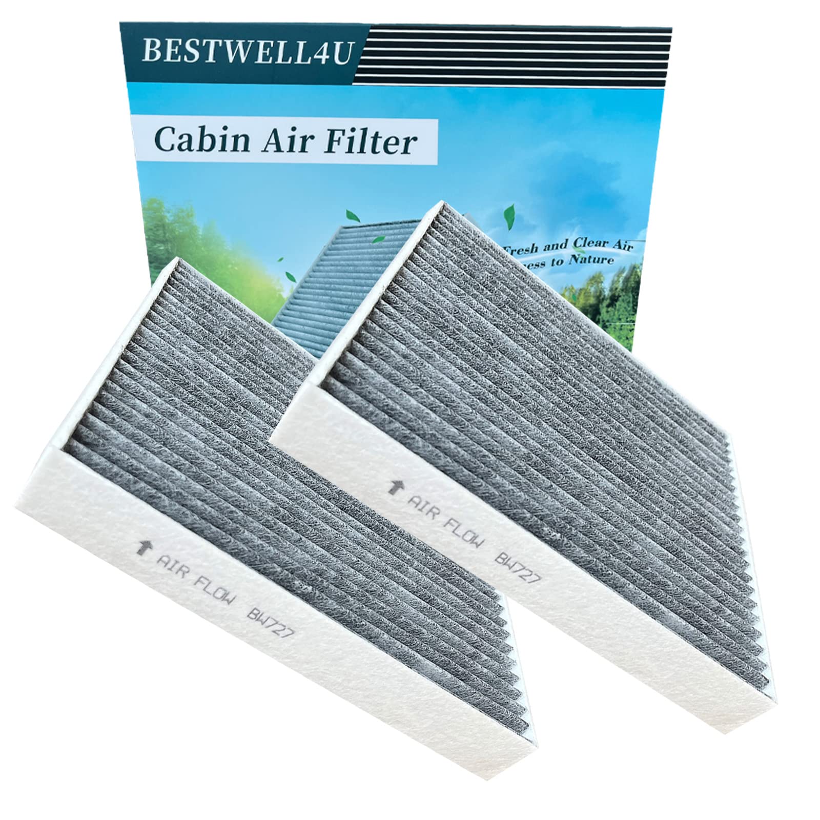 2 Pcs Replacement for Elantra Sonata Cabin Filter Tucson Sorento K5 Sportage with Carbon