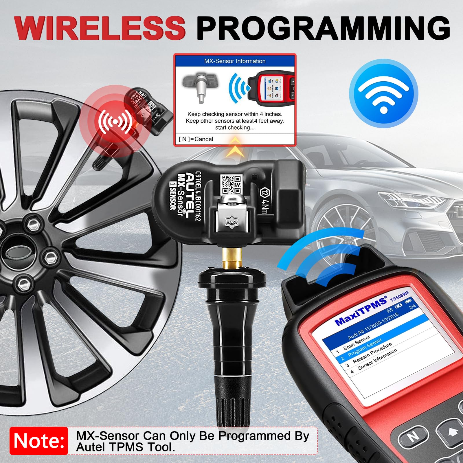 Autel Tpms Sensor Universal 1 Sensor With Dual Frequency (315Mhz + 433Mhz), Tire Pressure Monitoring Sensor Replacement For 99% Vehicles, Programmable By Autel Tpms Tool (Rubber Valve)