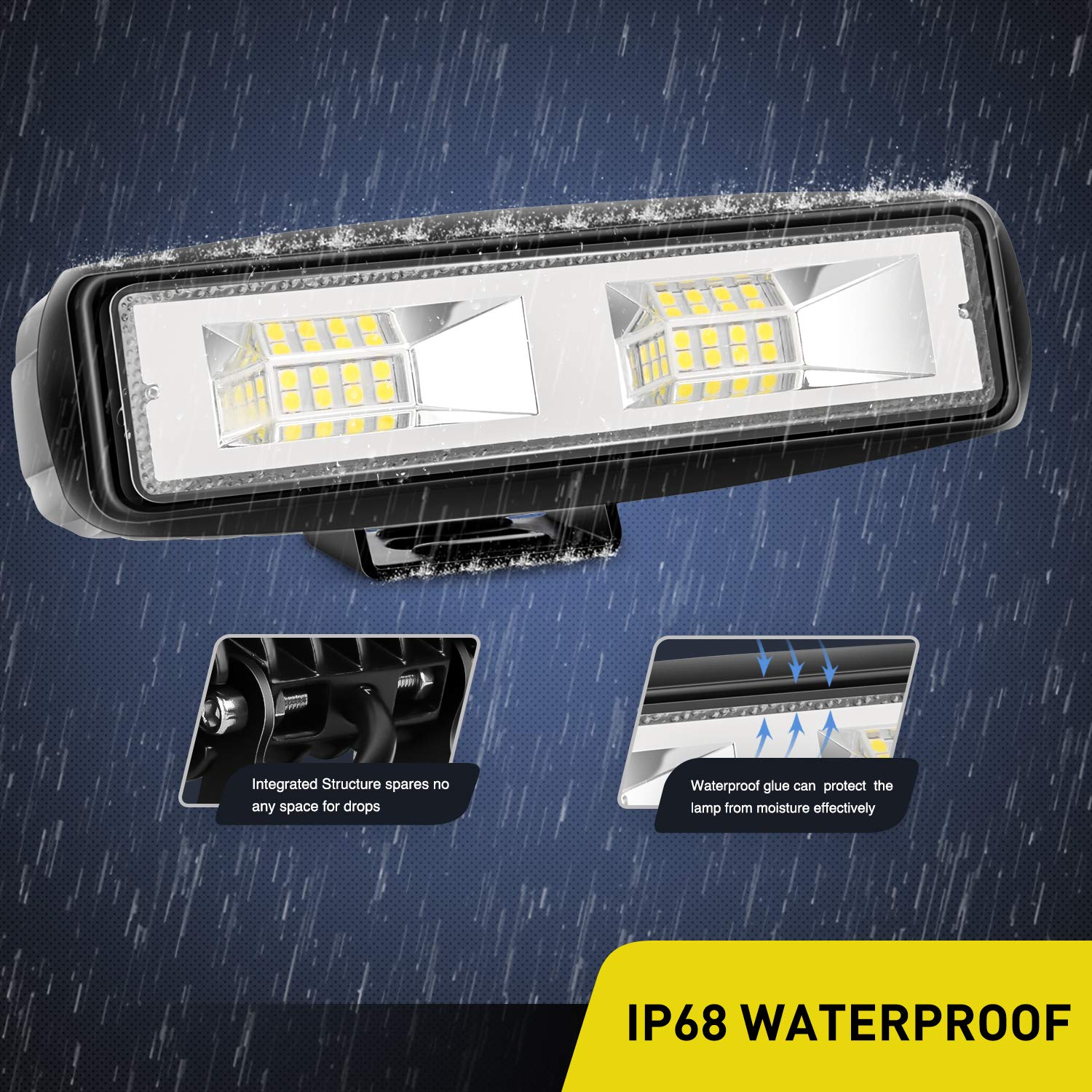 Nilight - 15021F-B LED Light Bar 2PCS 6 Inch 48W Flood Driving Fog Light Off Road Lights Boat Lights driving lights Led Work Lig