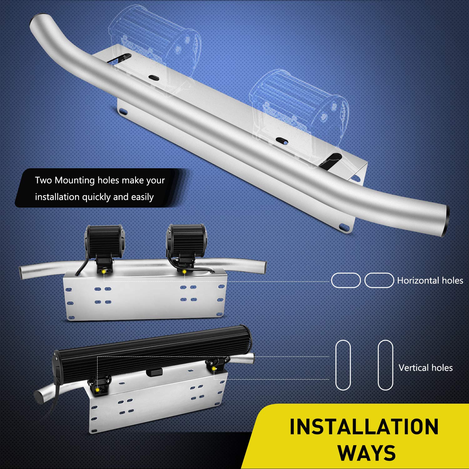 Nilight Led Light Bar Mounting Bracket Front License Plate Frame Bracket License Plate Mounting Bracket Holder For Off-Road Ligh