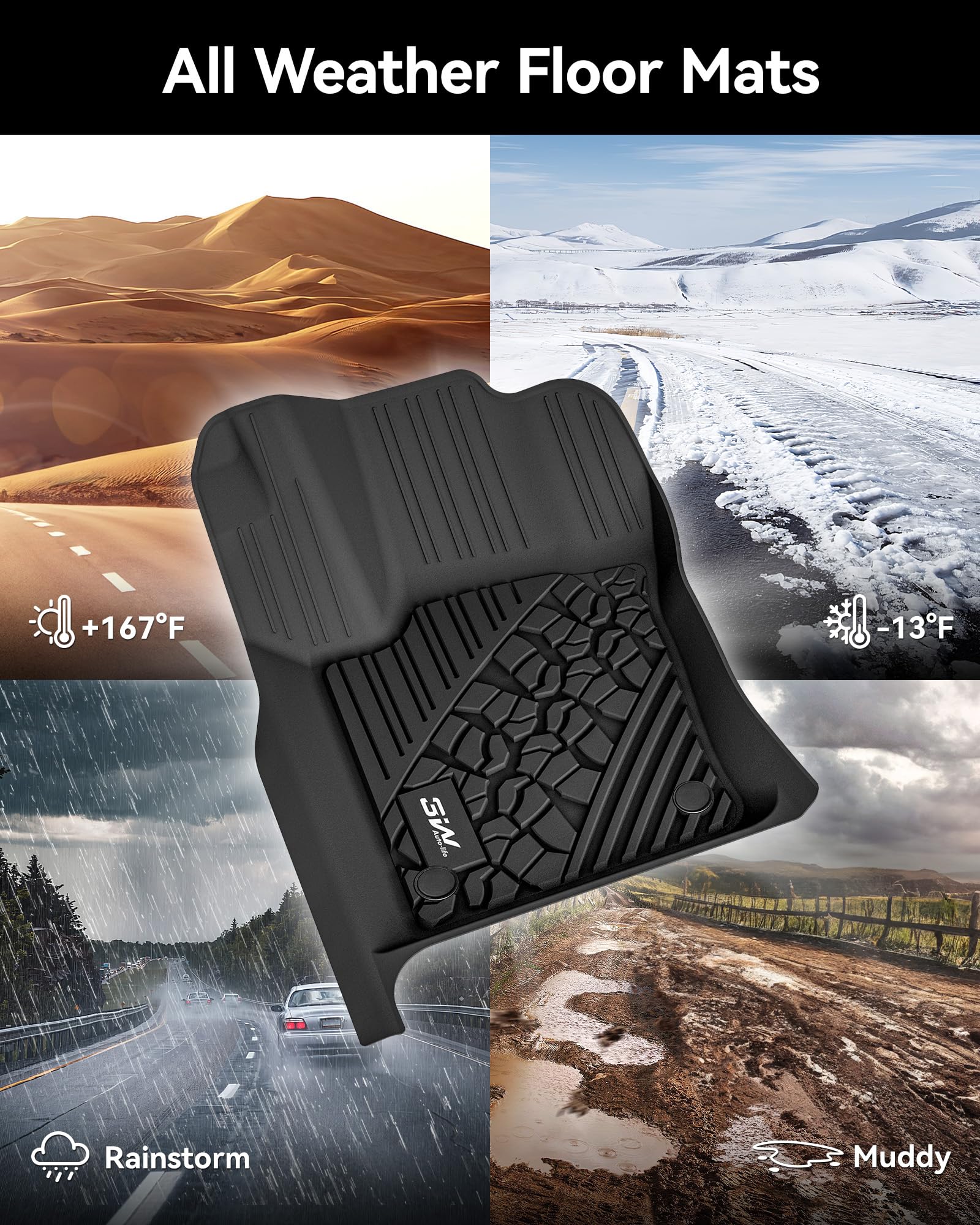 3W Floor Mats & Cargo Liner Fit For Jeep Grand Cherokee 2016-2021/ Grand Cherokee Wk 2022 2023 (Non L), Tpe All Weather Custom F