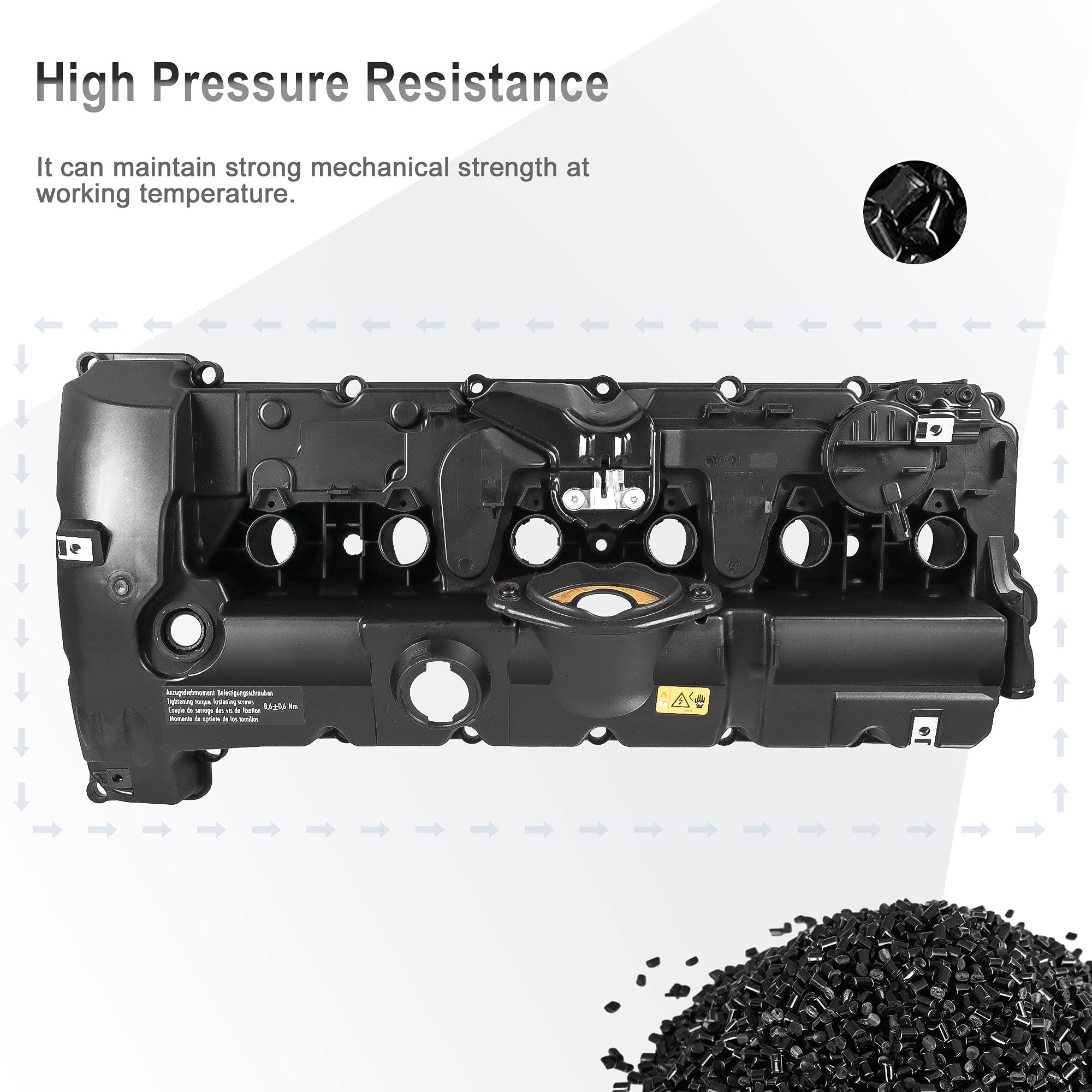 MOSTPLUS 11127552281 Engine Valve Cover Compatible with BMW N52 E70 E82 E90 E91 Z4 X3 X5 128i 328i 528i