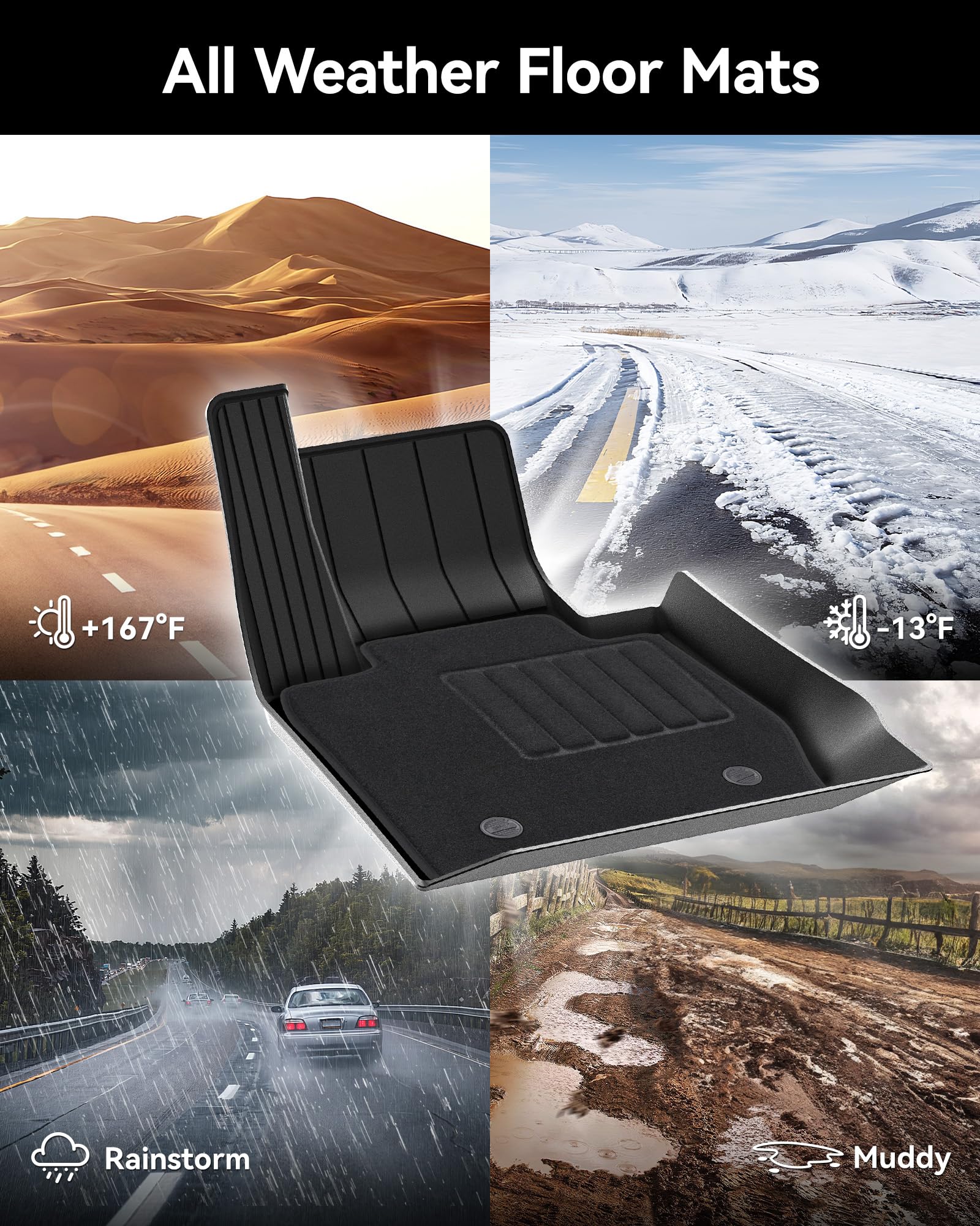 3W Floor Mats & Carpets (1St And 2Nd Rows) Fit For Bmw X3 2011-2017, Tpe All-Weather Harmless Heavy Duty Floor Liner Accessories