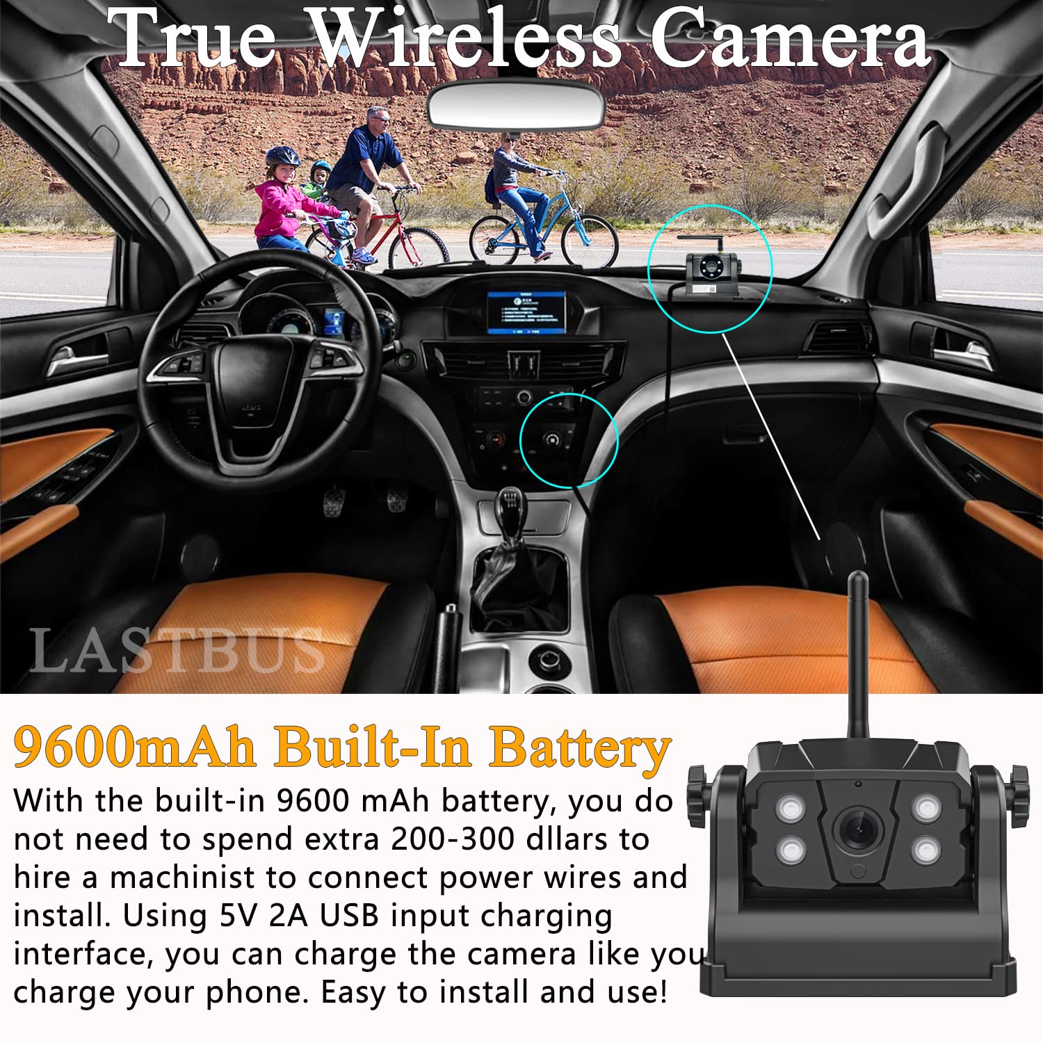 Magnetic Wireless Backup Camera - Lastbus Rechargeable Magnetic 2.4Ghz Wifi Backup Camera For Easy Hitching Gooseneck Horse Boat