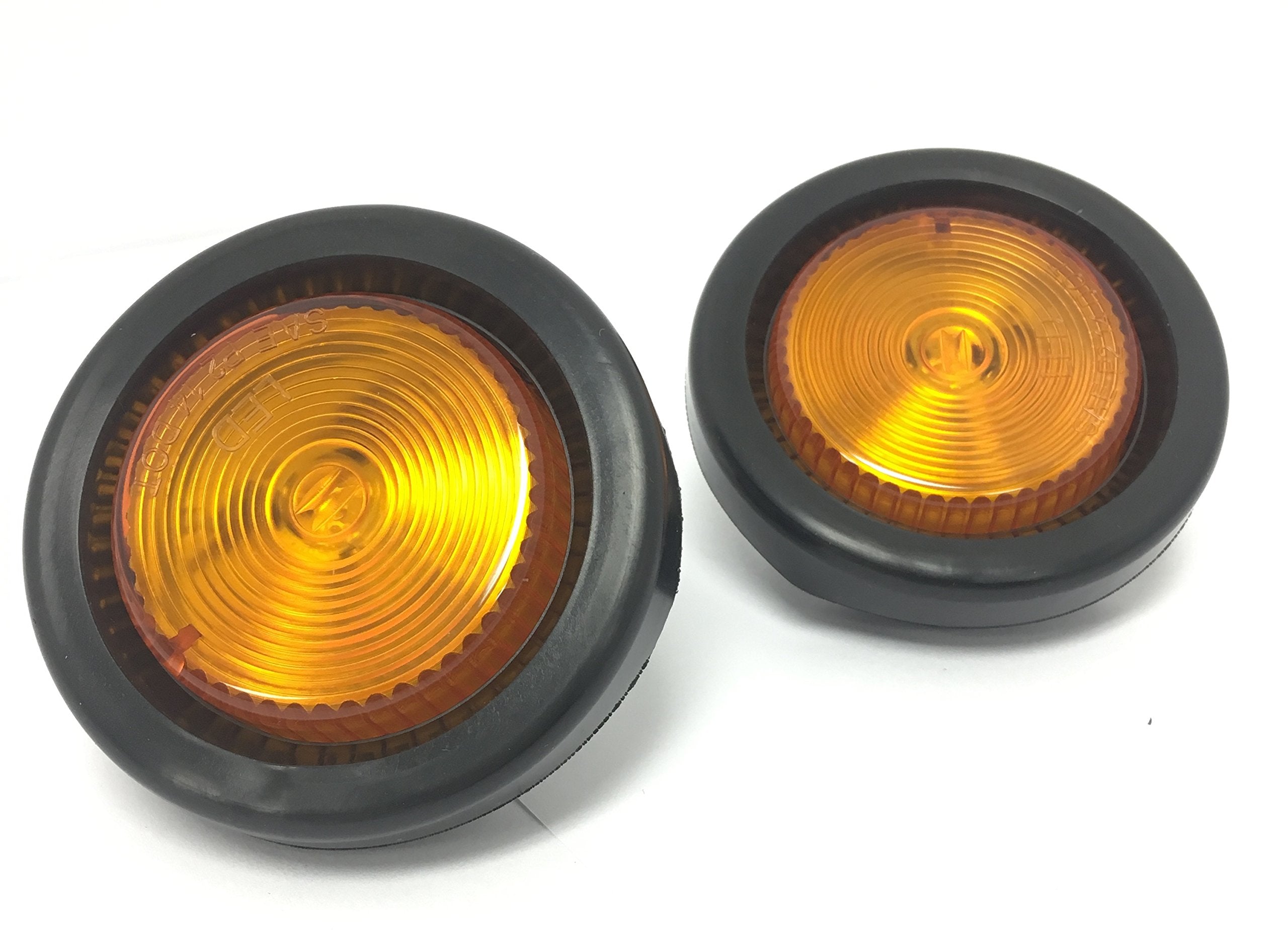 Maxxhaul 80652 2'' Led Round Clearance Side Marker Light Amber With Grommet Trailer Truck Rv,2 Pack