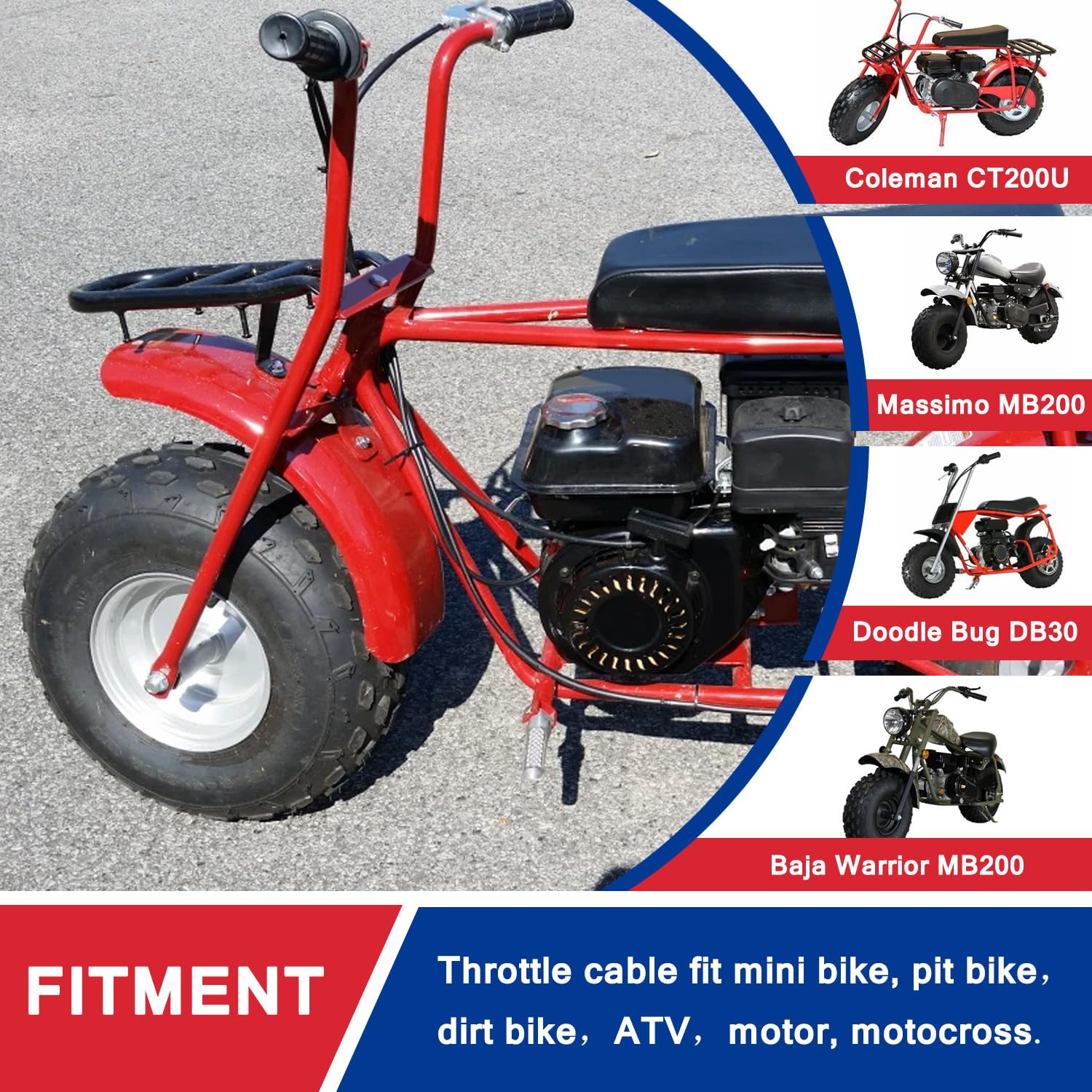 Hooup 1270Mm 50'' Throttle Cable For Coleman Ct100U Ct200U Bt200X Baja Warrior Doodlebug Db30 Mb165 Mb200 Motovox Mbx10 Monster