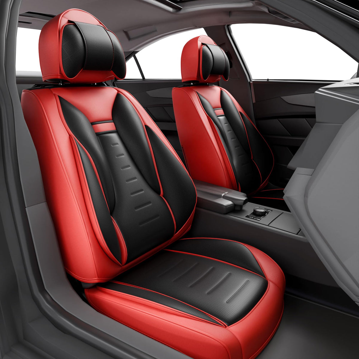 ASLONG 5PCS Angel Wings Front and Back Car Seat Covers Auto Interior Accessories with Water Proof Nappa Leather for Cars SUV Pic