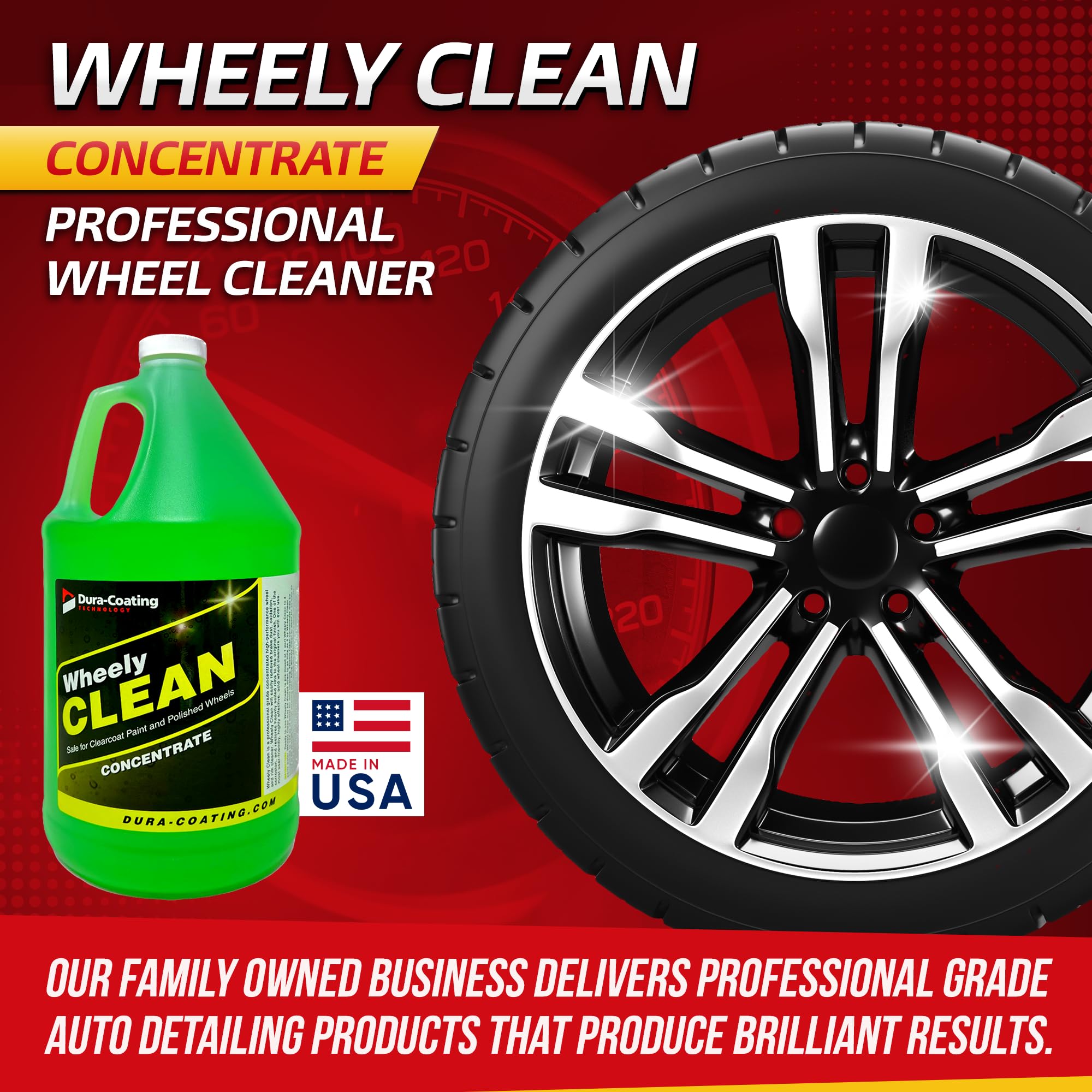 Dura-Coating Technology Wheely Clean Concentrate - Good For Chrome Wheel Cleaner, Clear-Coated, Or Aluminum Wheel Cleaner - Prof