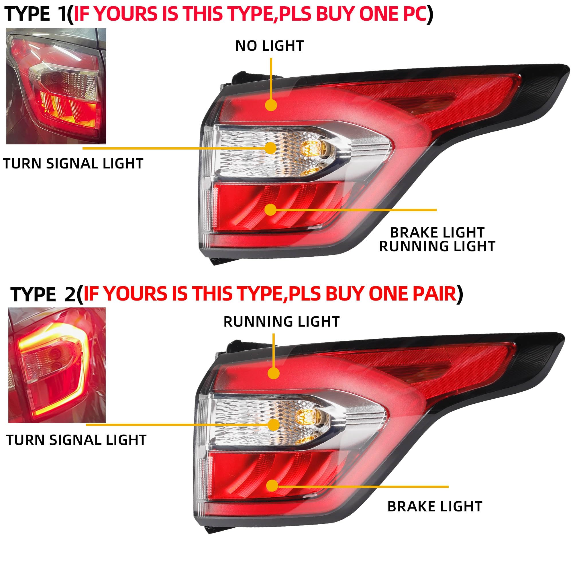 Dasbecan Left Driver Side Tail Light Assembly With Bulb Compatible With Ford Escape Kuga 2017 2018 2019 Brake Rear Lamp