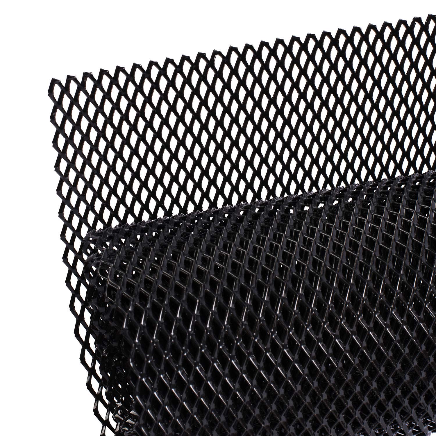 Aggauto Universal 40X13 Car Grill Mesh - Aluminum Alloy Automotive Grille Insert Bumper 6X12Mm Rhombic Hole, One Of The Most Multifunctional Shape Grids 100X33Cm Black