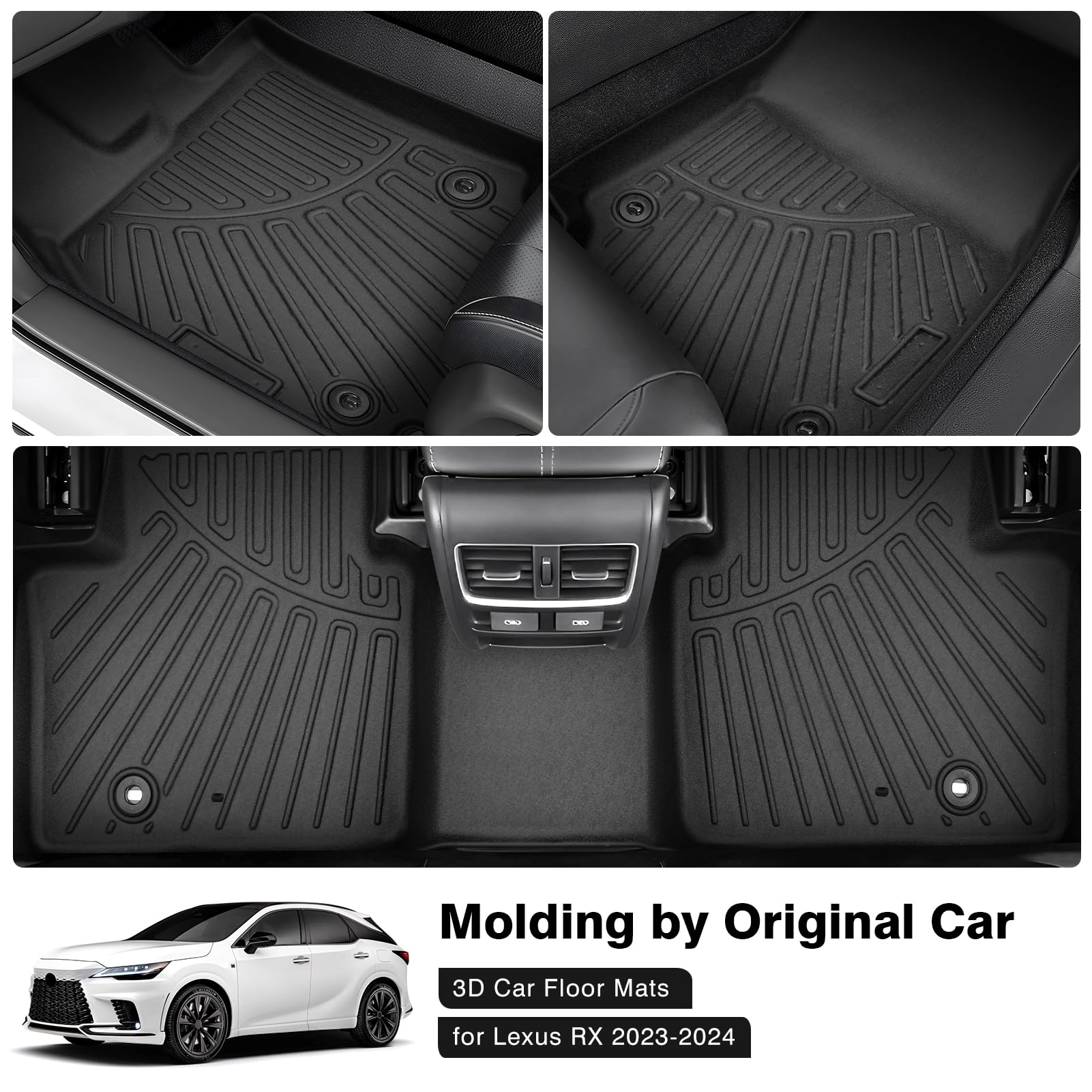 Powerty Floor Mats For 2023 2024 2025 Lexus Rx Rx350 Rx350H Rx500H (Not For Rx450H+ Phev) Accessories All Weather Floor Liner 3D
