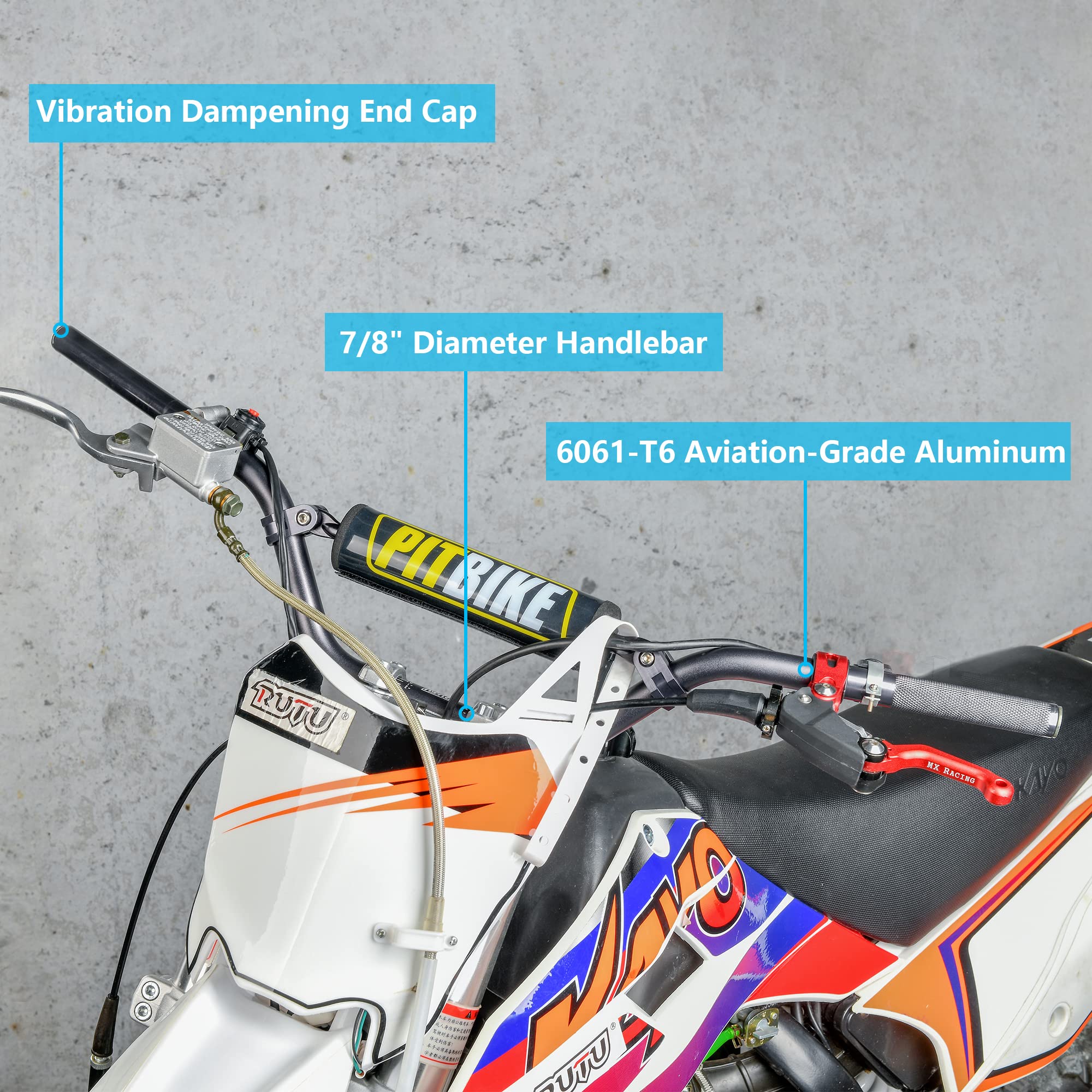 Rutu Universal 7/8'' 22Mm Dirt Bike Handlebars With Chest Protector Pad For Crf Yzf Kxf Klx Rmz Drz Pit Bike Motocross Atv Quad