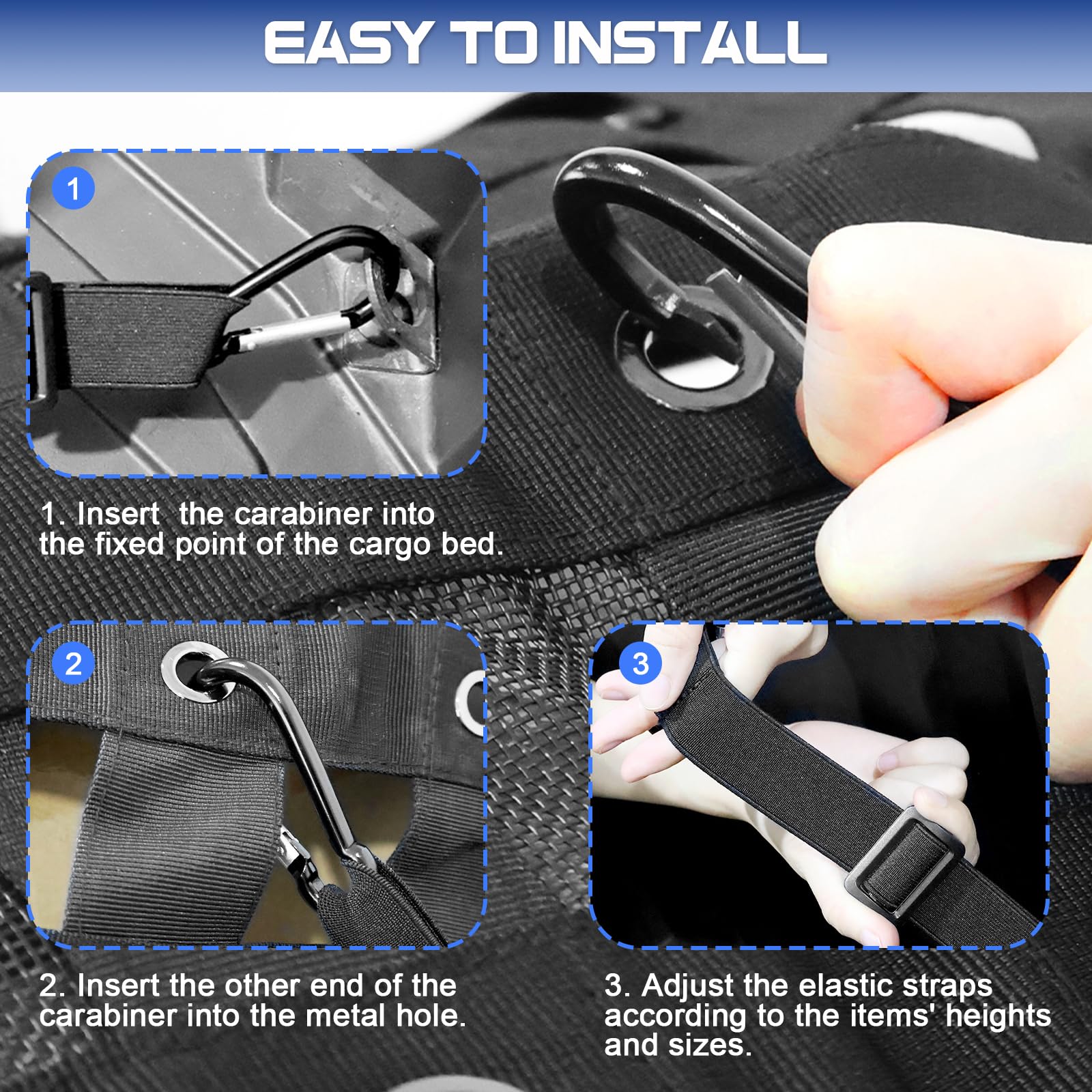 StarknightMT UTV Cargo Net -StarknightMT Universal UTV Bed Net with Adjustable Straps Compatible with Polaris Ranger General Can