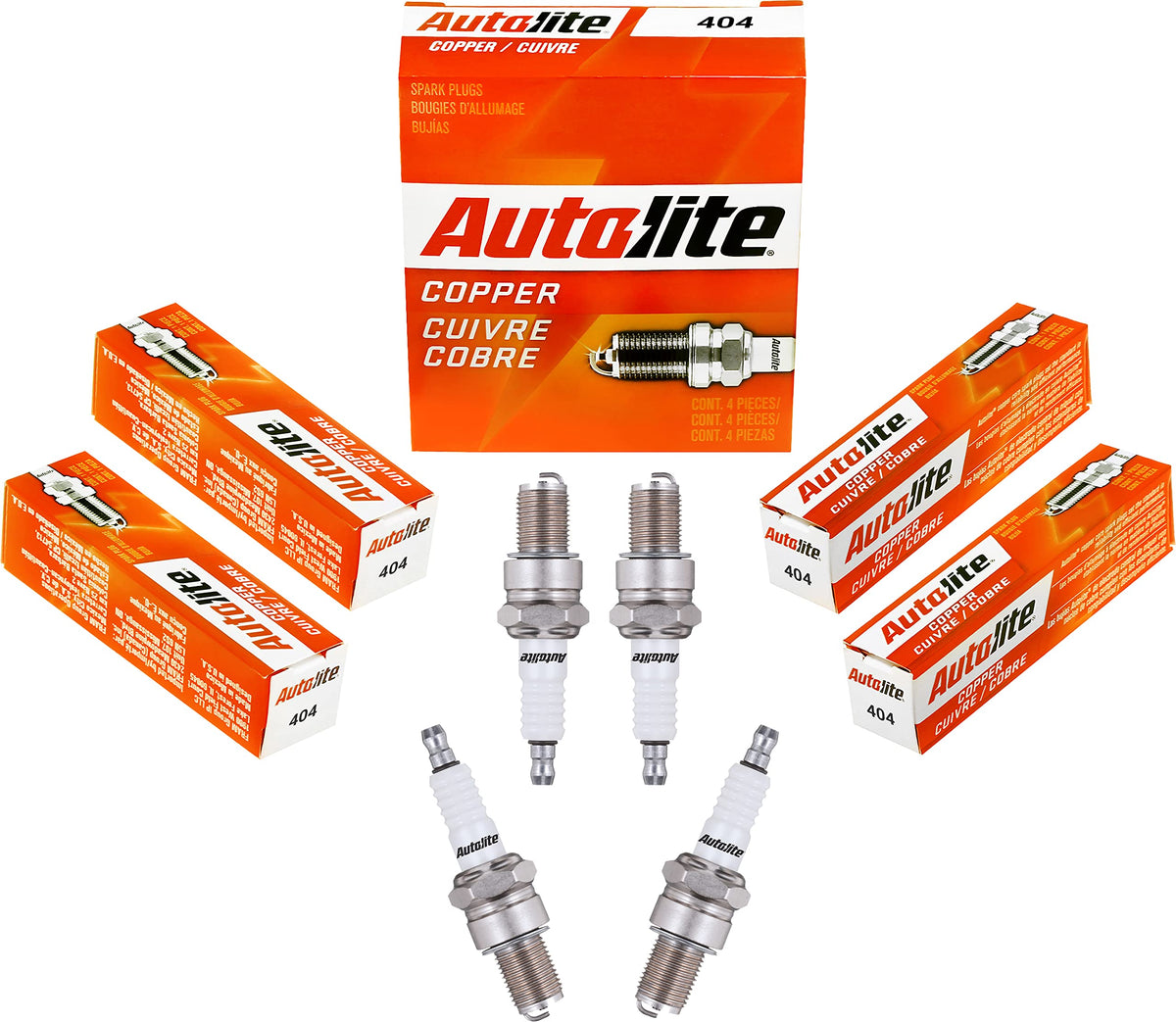 Autolite 404 Copper Resistor Automotive Replacement Spark Plugs (4 Pack)