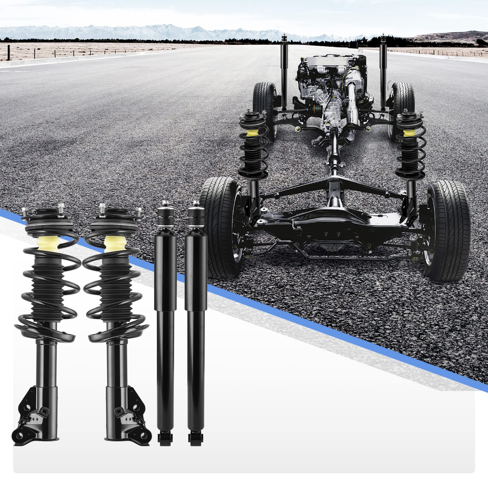 Yitamotor Front Pair Complete Struts And Rear Suspension Shocks Compatible With 2006-2011 Honda Civic, 2006-2011 Acura Csx