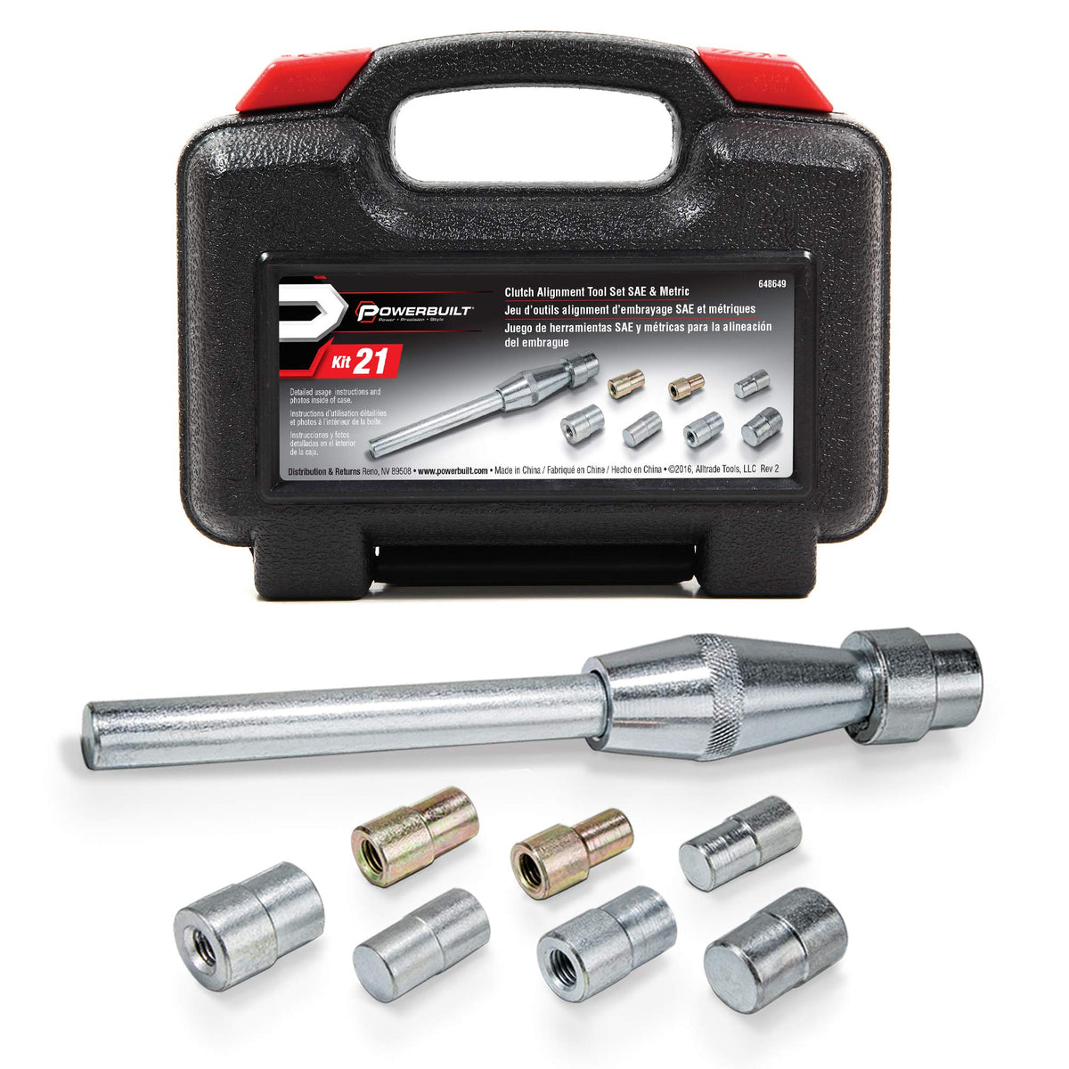 Powerbuilt Alltrade 648649 Kit 21 Clutch Pilot Sae/Mm Tool Set Silver
