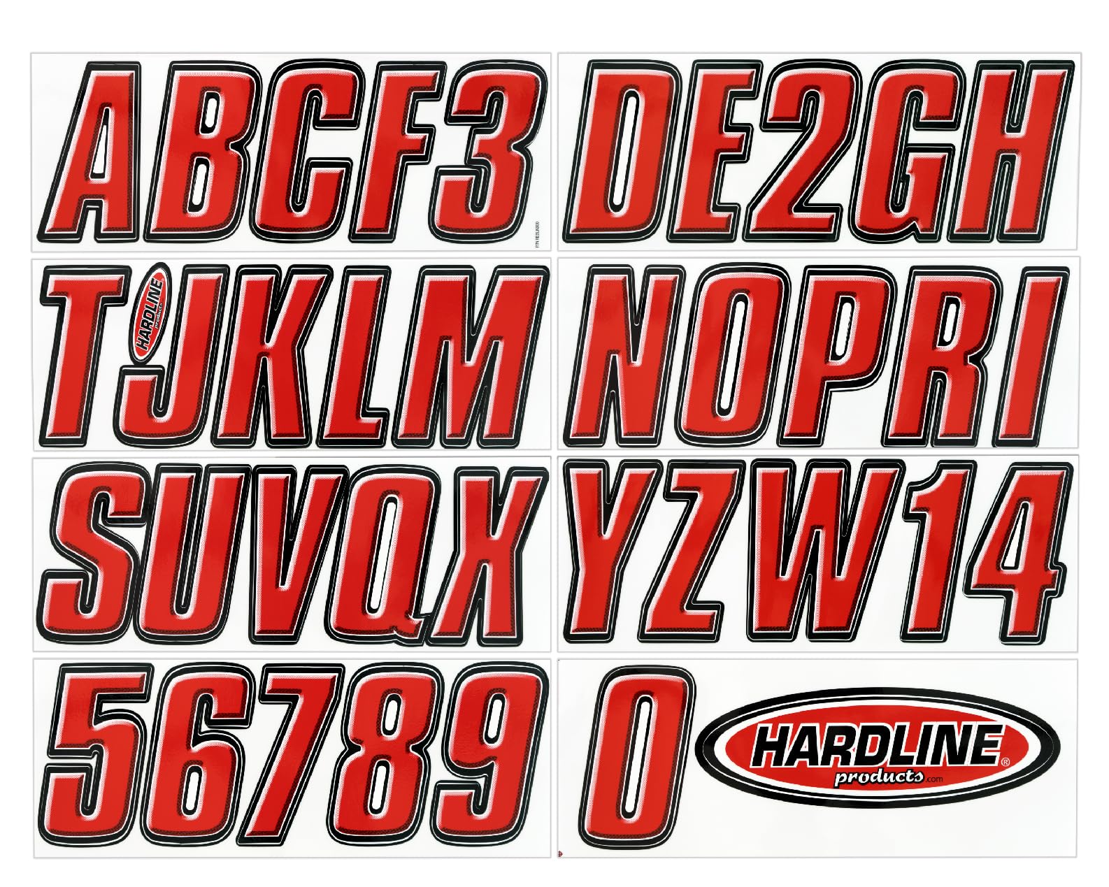 Hardline Products Series 800 Factory Matched 3-Inch Boat & PWC Registration Number Kit, Red/Black