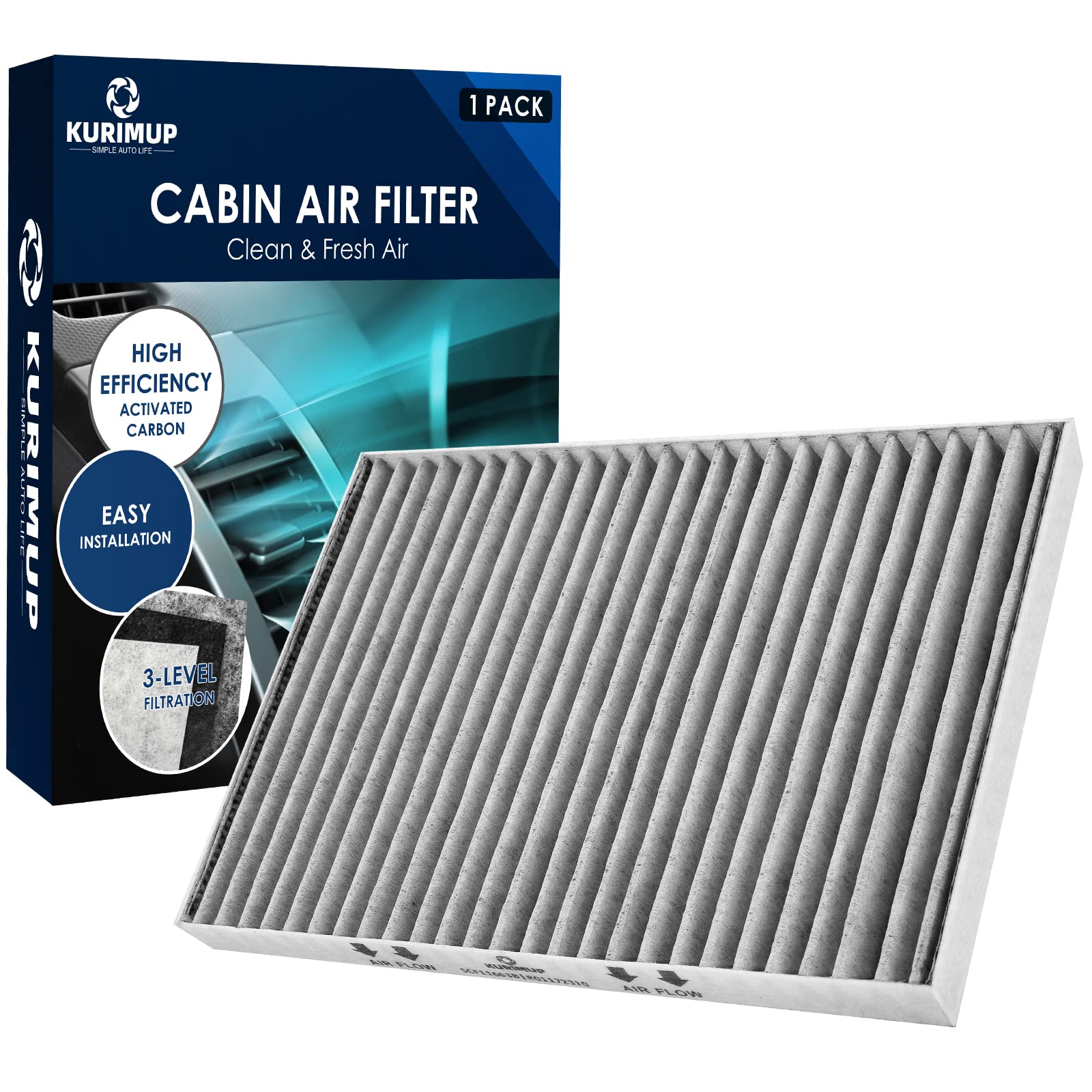 Kurimup Premium Cabin Air Filter With Activated Carbon,Replacement For Cf11663, Fit For Buick Enclave 08-17, Chevrolet Traverse 