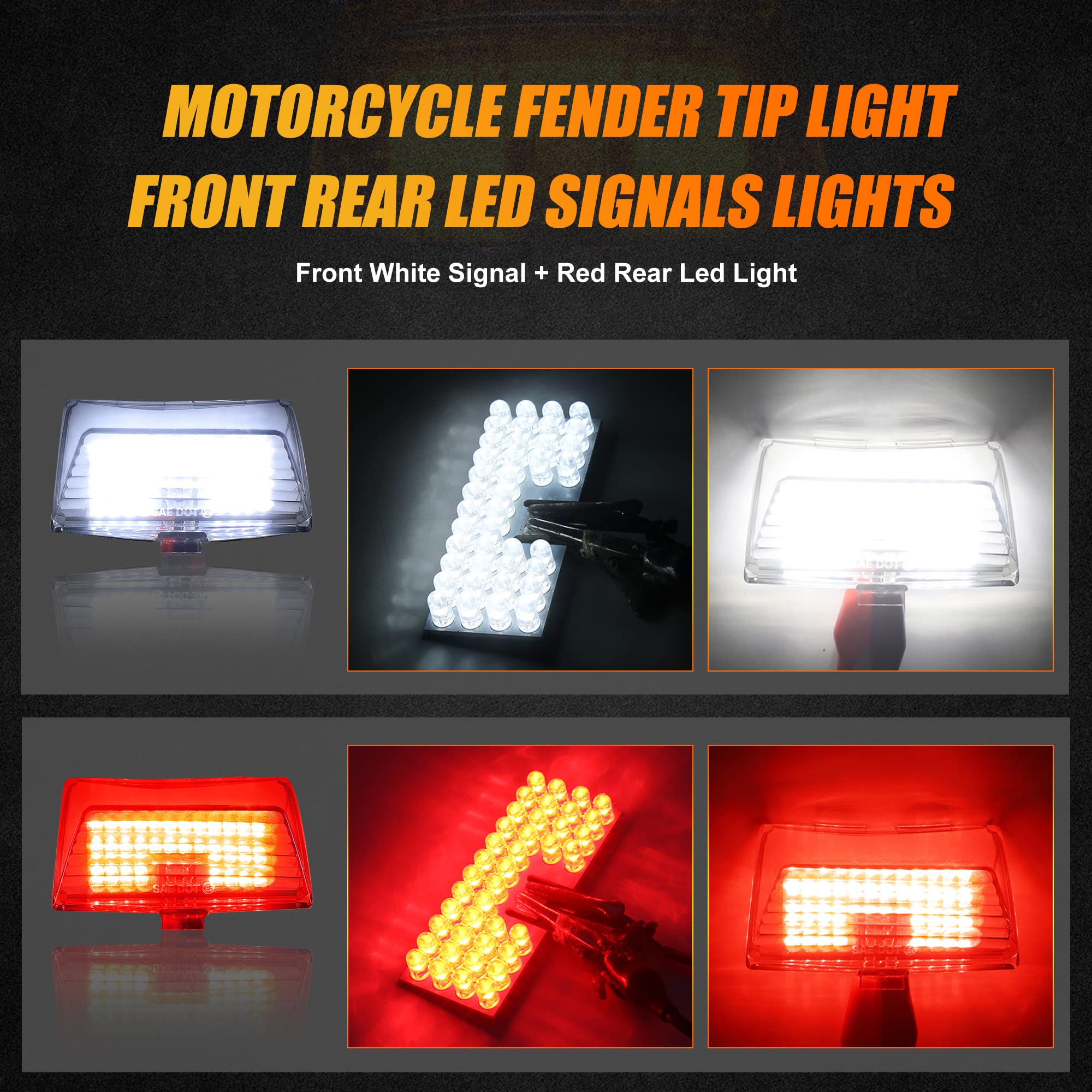 Akmties Fender Tip Led Brake Light For Electra Glide Classic Electra Glide Touring Tour Ultra Limited Flhtc Road King (Red+White)