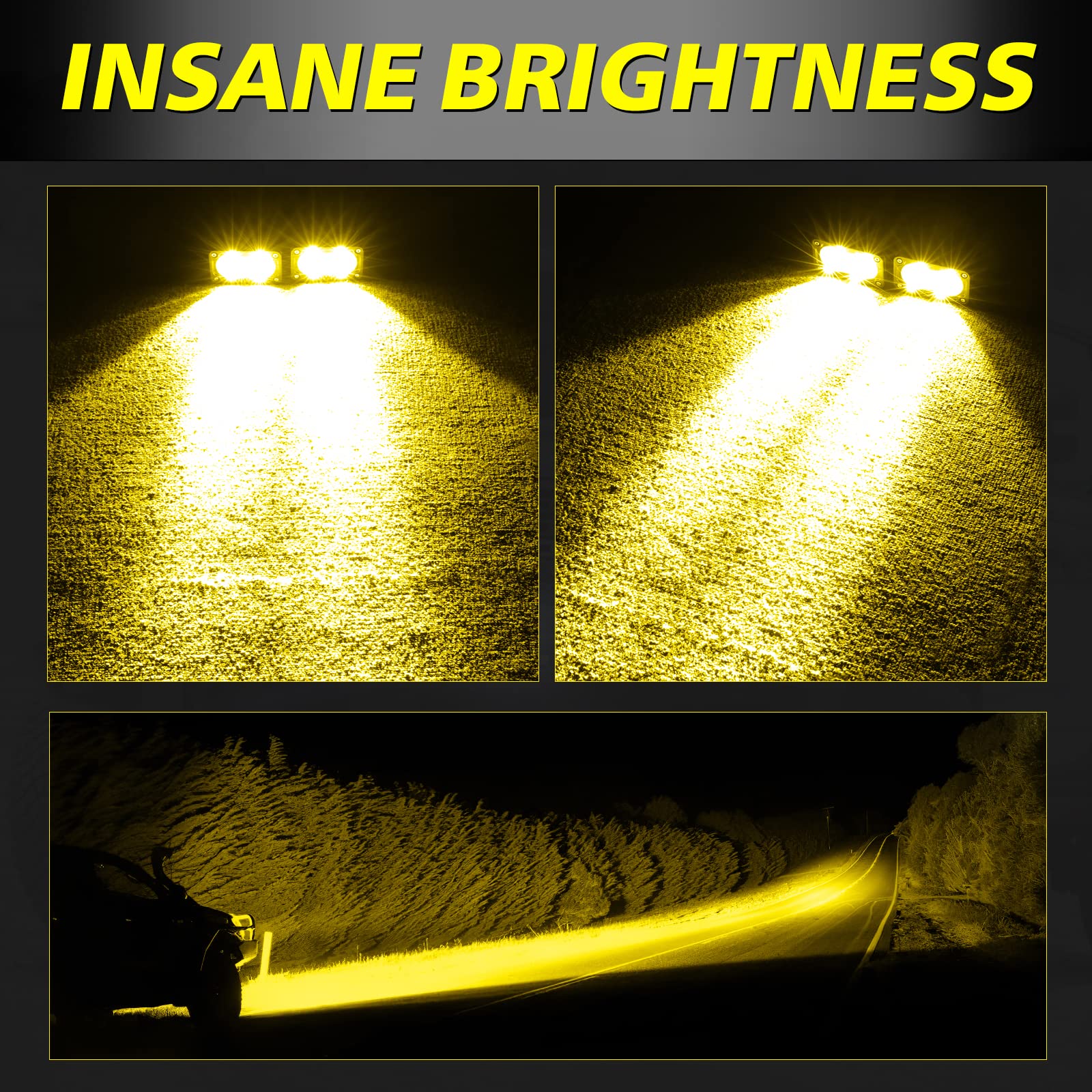 Akd Part Amber Led Pods, 3 Inch Cree Led Fog Lights 40W Spot Led Lights Pods Mini Amber Chase Lights Ditch Light 2 Packs For Tru