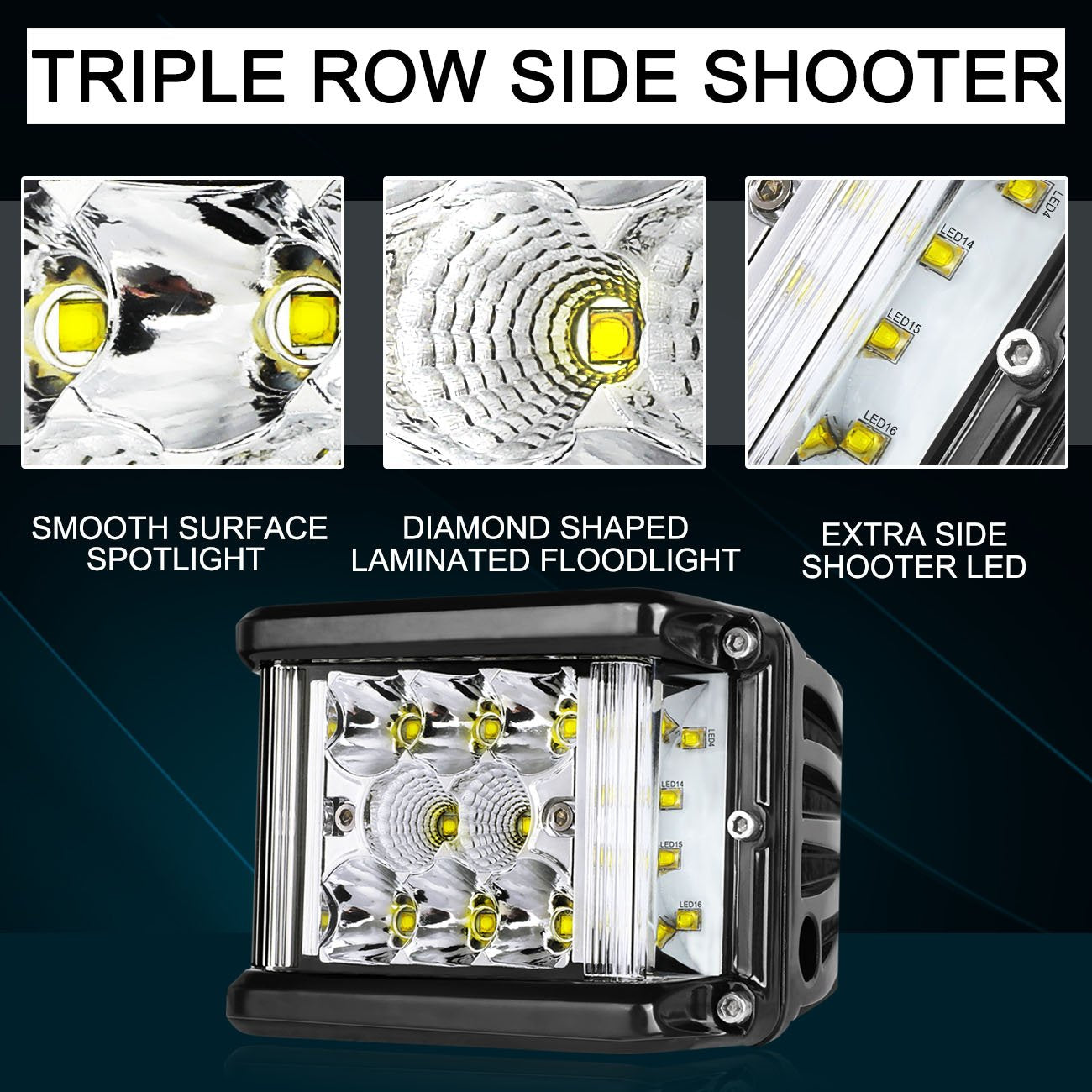 Side Shooter Led Lights Auto Power Plus 2Pcs 4 Inch 90W Cube Side Shot Pods Off Road Light Pods Dual Row Work Light Bar Ip 68 Wa