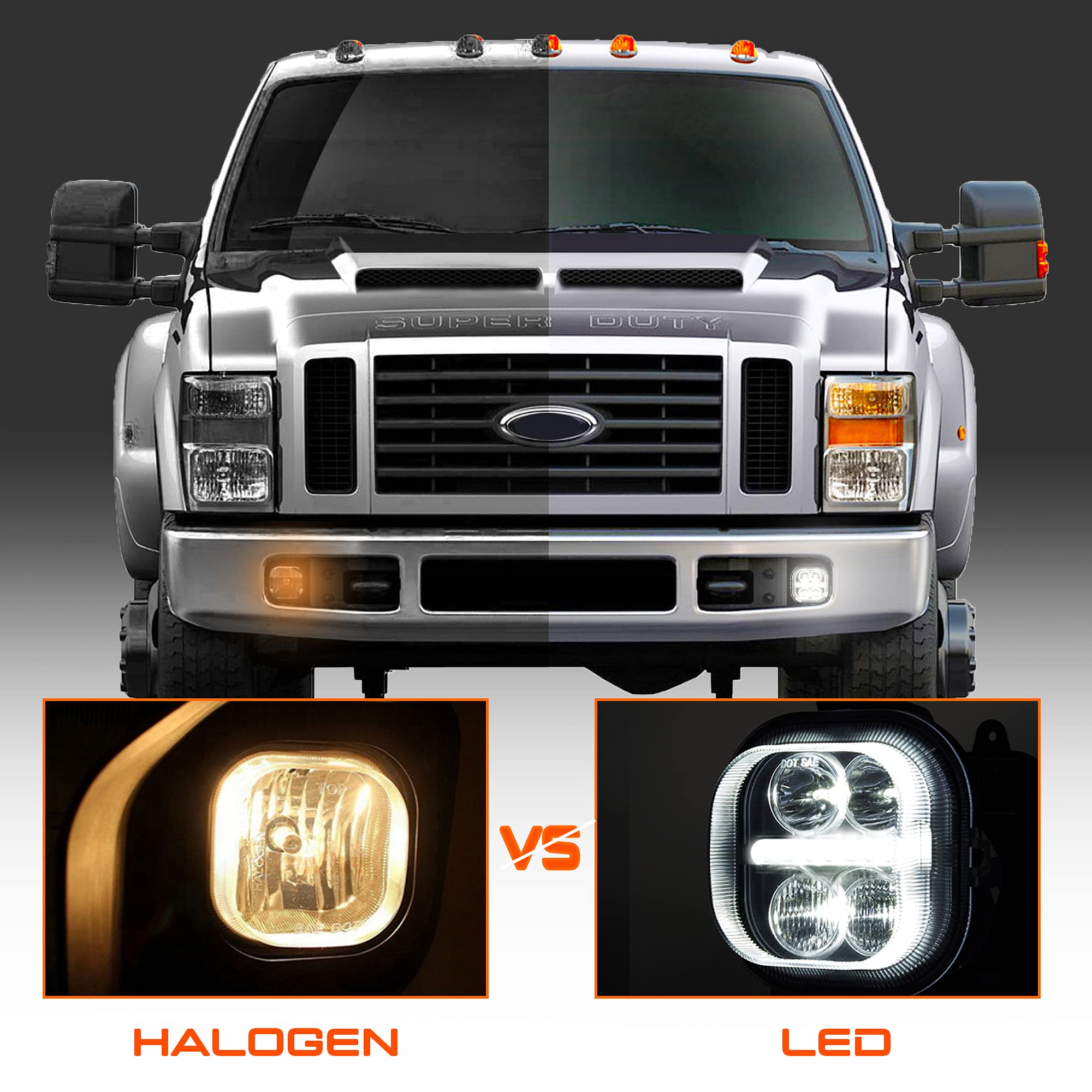 Led Fog Light Assembly With Daytime Running Lights For 2008 2009 2010 Ford F250 F350 F450 F550 Bumper Driving Fog Lamp Kit Plug & Play