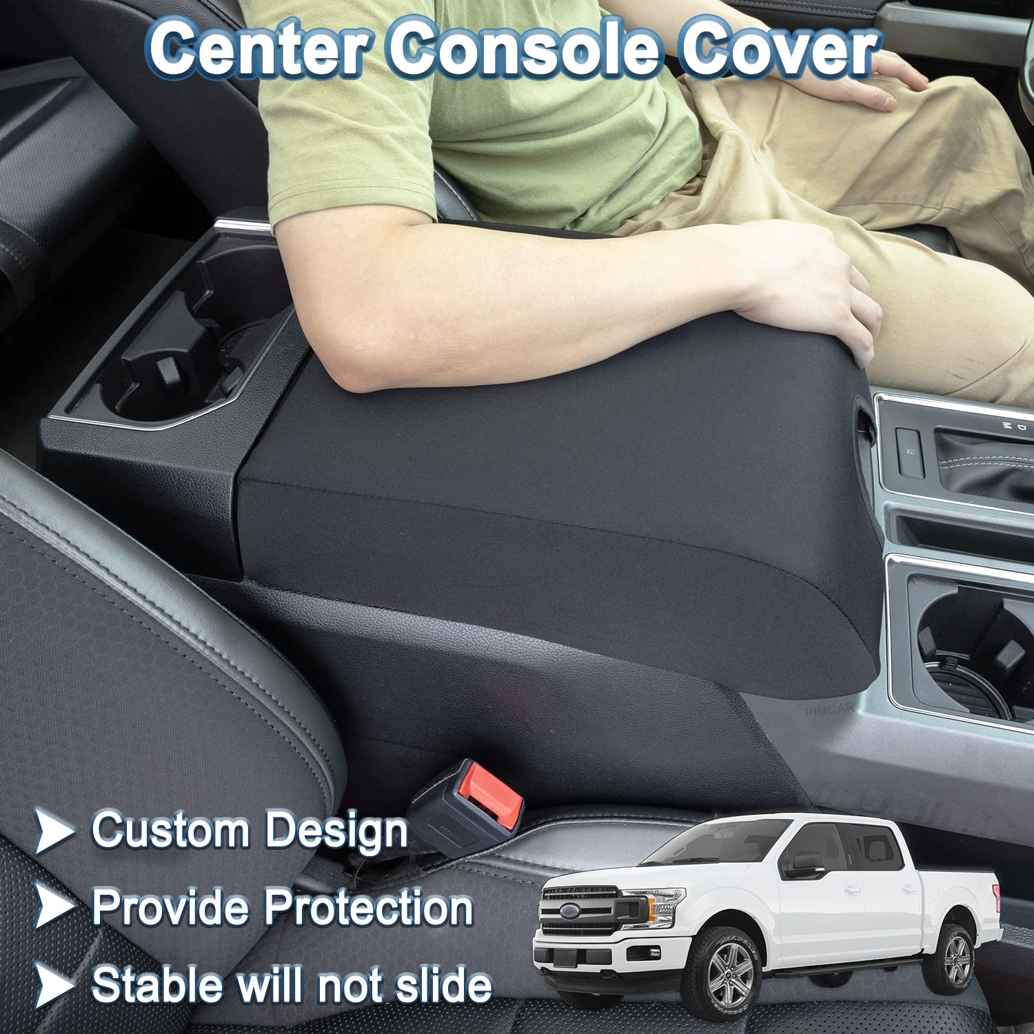 PIMCAR Center Console Cover Compatible with Ford 2015-2020 F150, 2017-2022 F250 F350 F450, 2018-2024 Expedition Interior Accesso