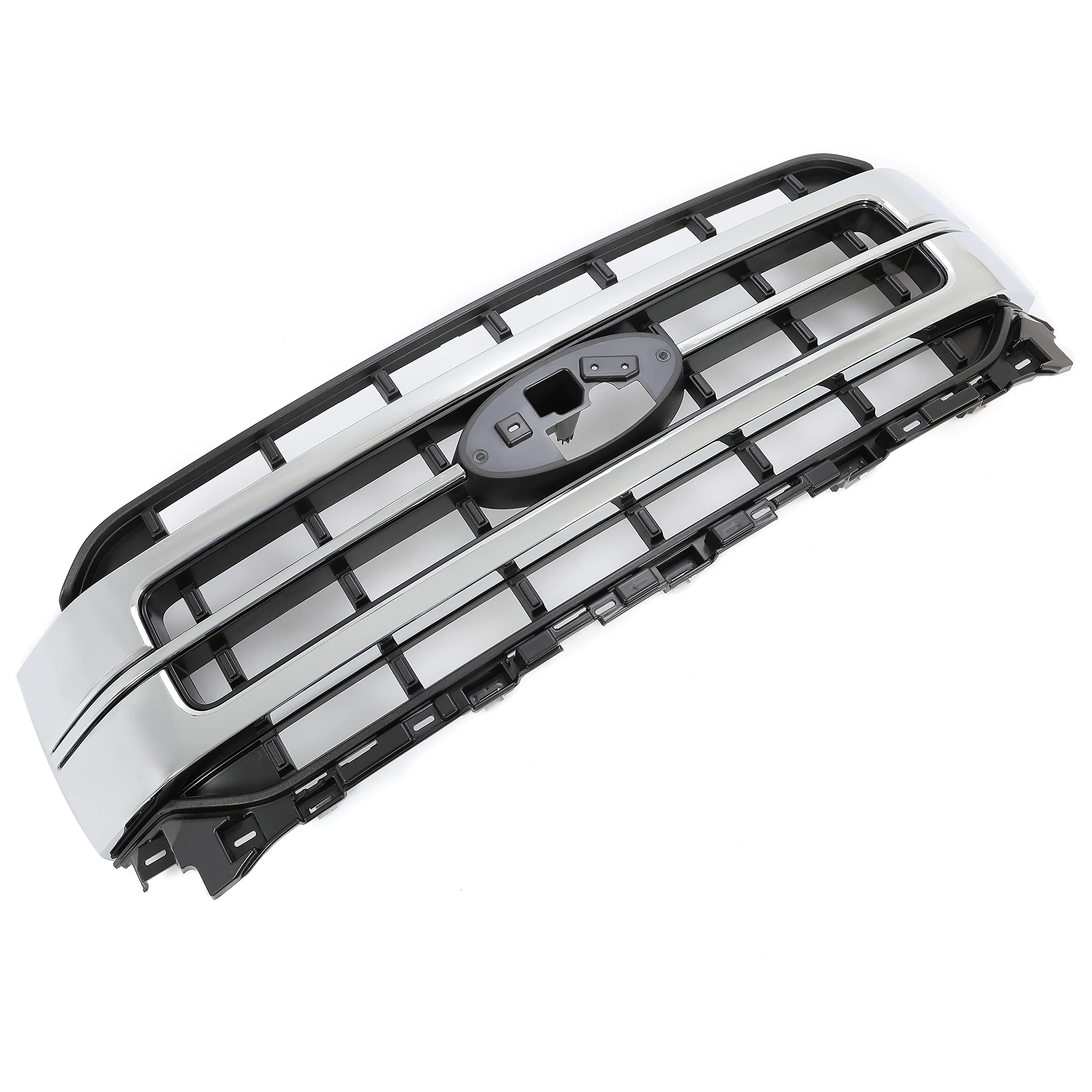 Kuafu Front Bumper Grille Compatible With 2021-2023 Ford F150 Sport Lariat Grill Replacement For Ml3Z-8200-Fa Chrome Silvery+Black