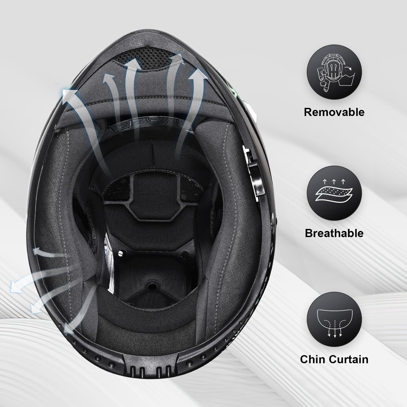 TRIANGLE Full Face Motorcycle Helmet Dual Visor Biohazard Street Bike Helmets for Men DOT Approved(Medium,Matte Green)