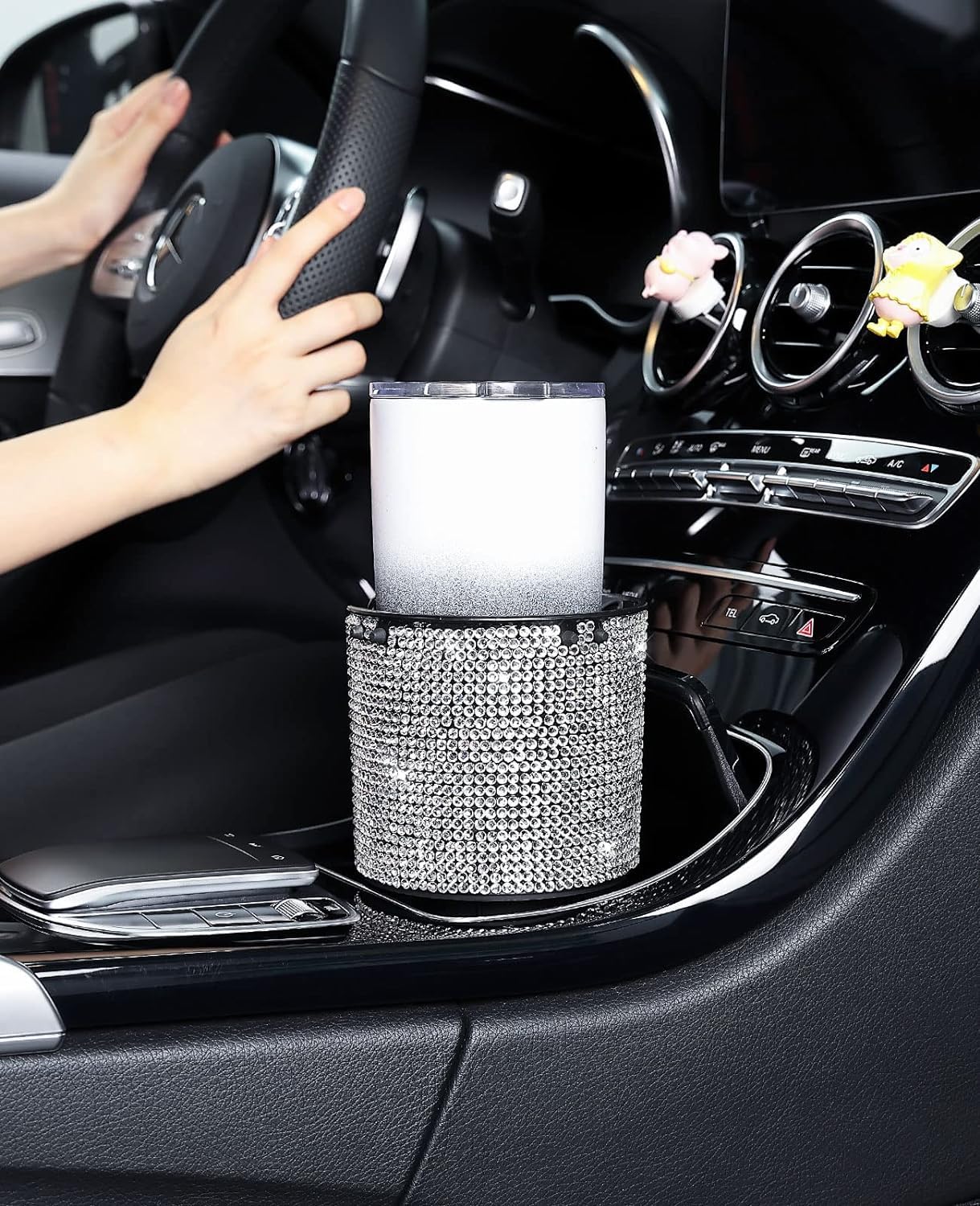 Joytutus Bling Cup Holder Exp&Er For Car Like Yeti, Hydro Flask, Nalgene, Large Stable Car Cup Holders, Holds 18 40 Oz Bottles &