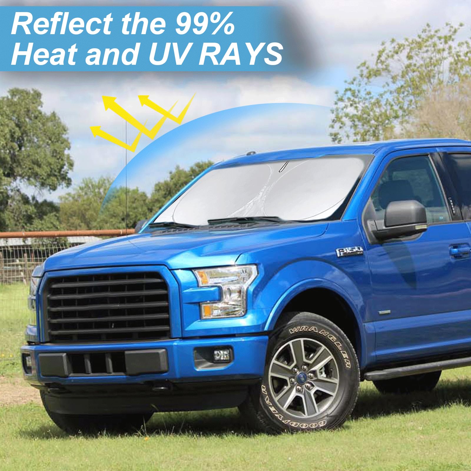 Sunshade For F150 Windshield Sun Shade Custom-Fit For 2012 2013 2014 Ford F150 F-150 Lariat, King Ranch, Platinum, Xl Xlt Limite