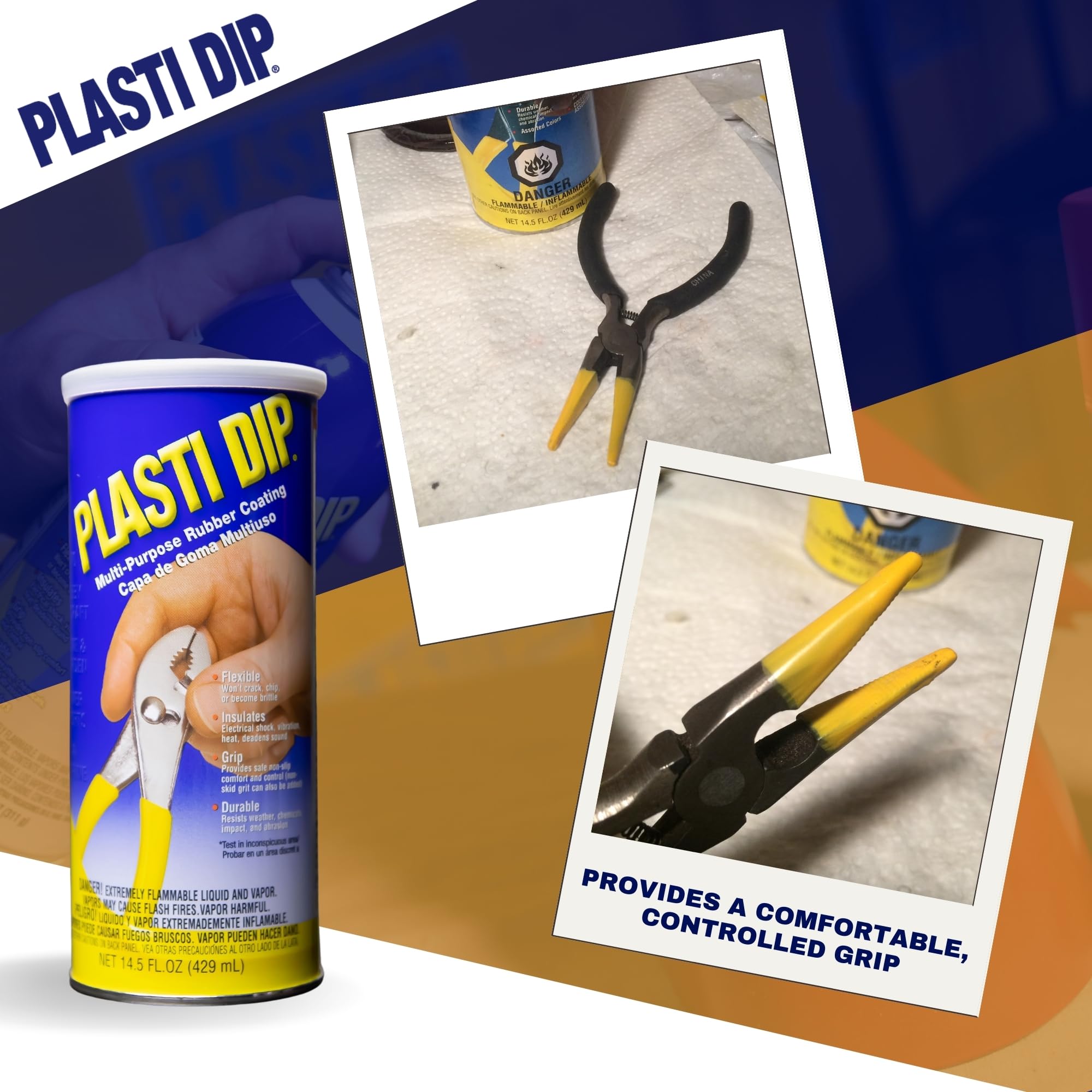 Plasti Dip Yellow Liquid Rubber Dip Can (14.5 Oz) for Automotive Enthusiasts - Peelable, Durable Tool Dip & Rubber Dip Coating -