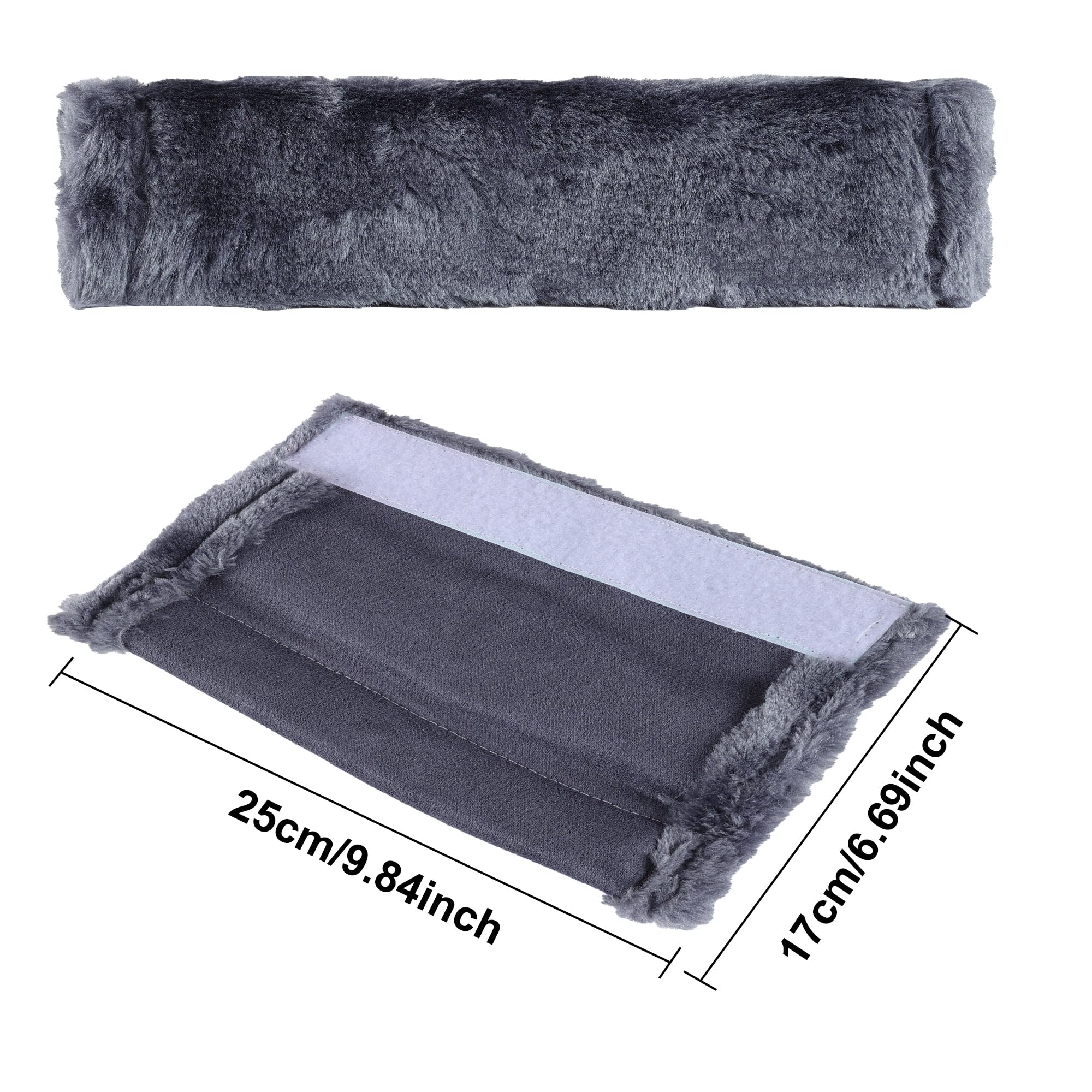 Moonet 2 Packs Car Seatbelt Covers Shoulder Pad For More Comfortable Driving, Universal Seat Belt Cover For Handbag Camera Backpack Straps, Soft Faux Sheepskin Wool Seat Belt Cushion (Dark Gray)