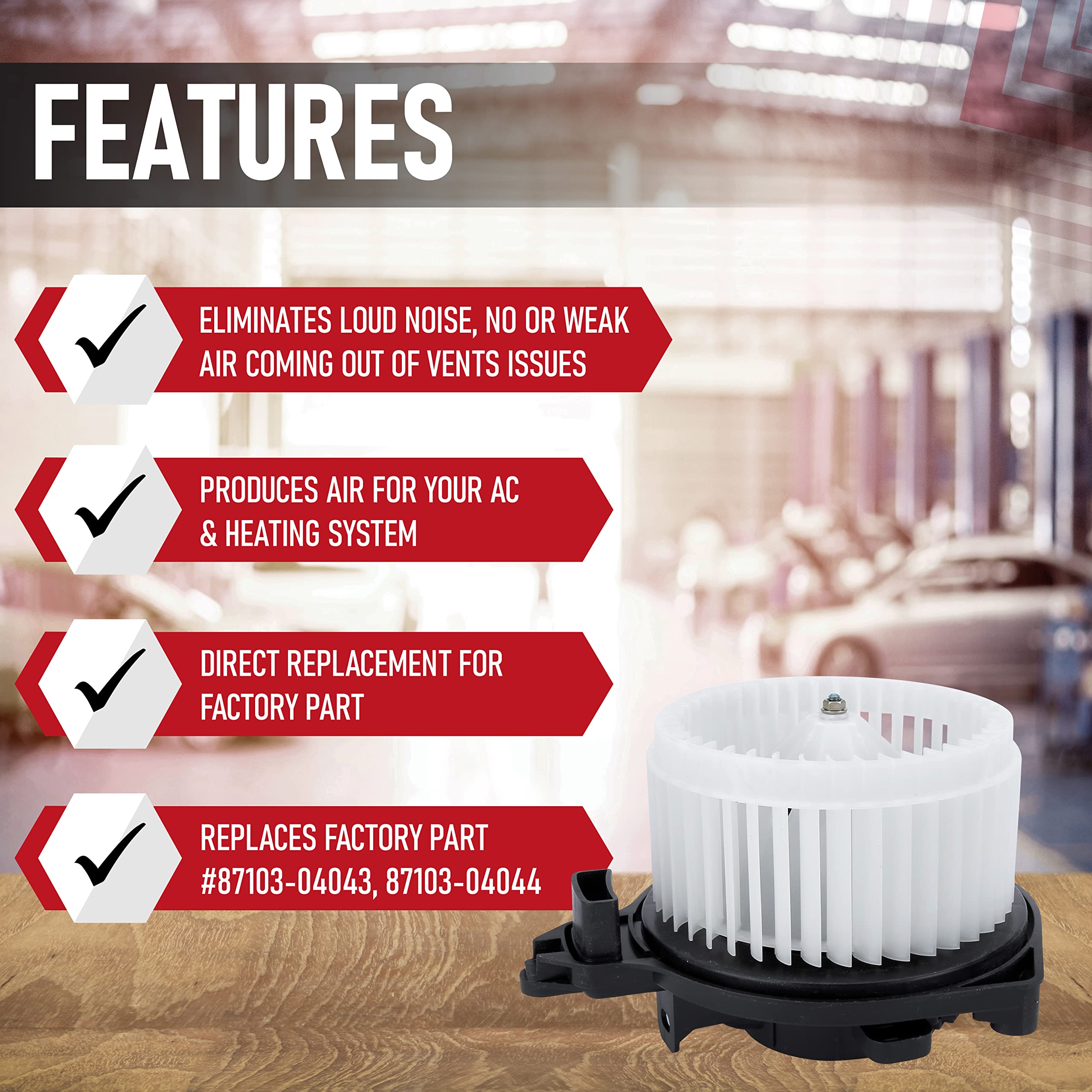 Toyota Tacoma Ac Heater Blower Motor Fan Assembly Replacement 2005-2015 - Replaces 87103-04044, 700188, Pm9297, 75846 - Air Cond