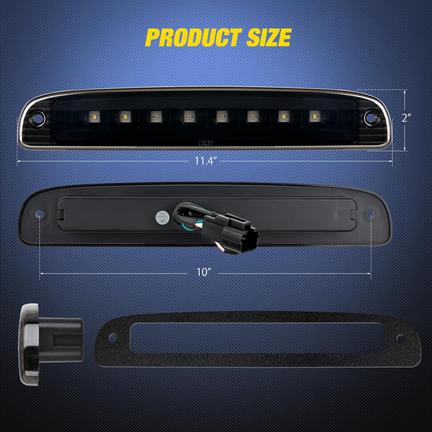 Nilight Third Brake Light Tail High Mount 3Rd Stop Cargo Reverse Lights Smoked Lens Compatible With Dodge Dakota 1997 1998 1999