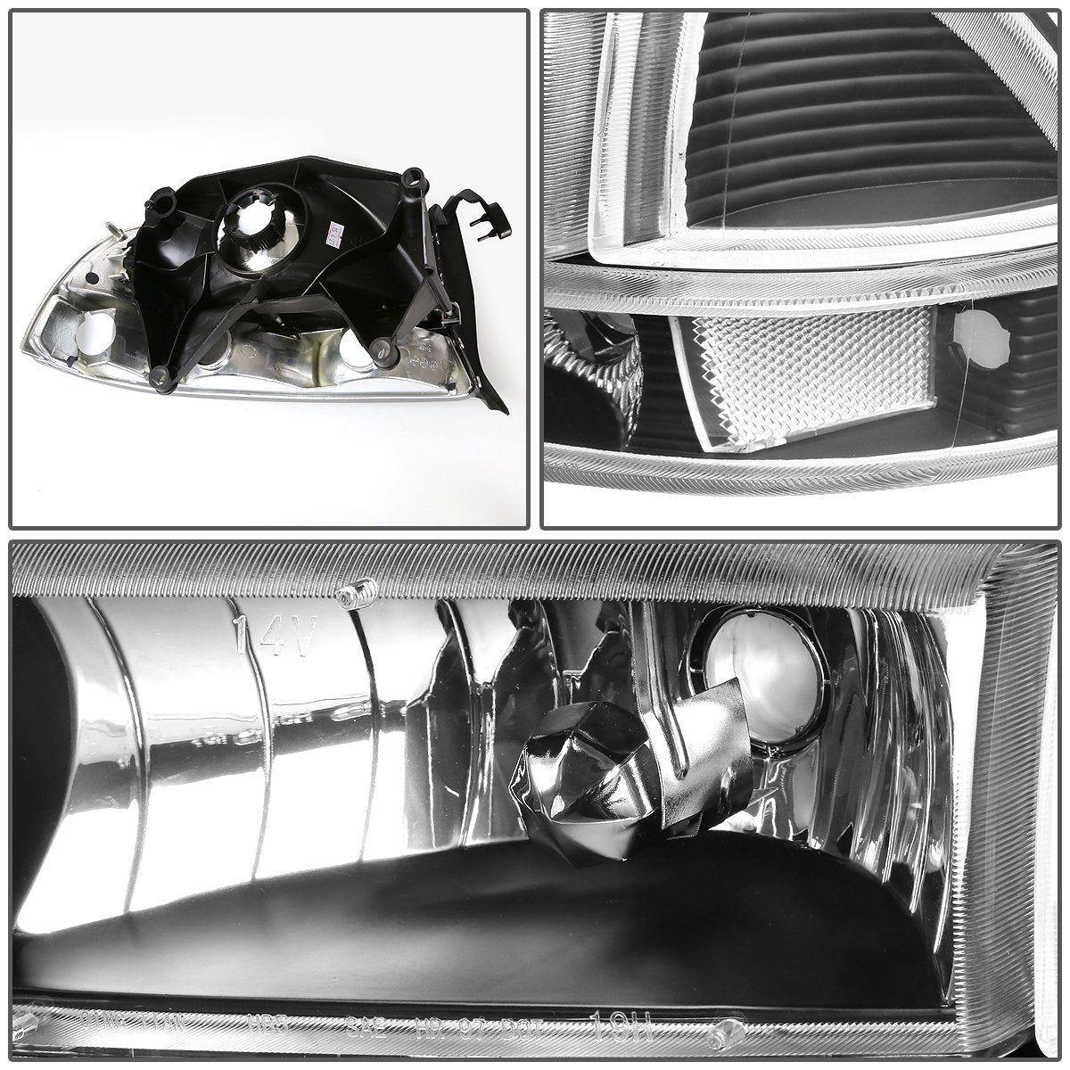DNA MOTORING HL-OH-DD974P-BK-CL1 Black Housing Headlights Compatible with 98-04 Durango / 97-04 Dakota,Driver & Passenger Side