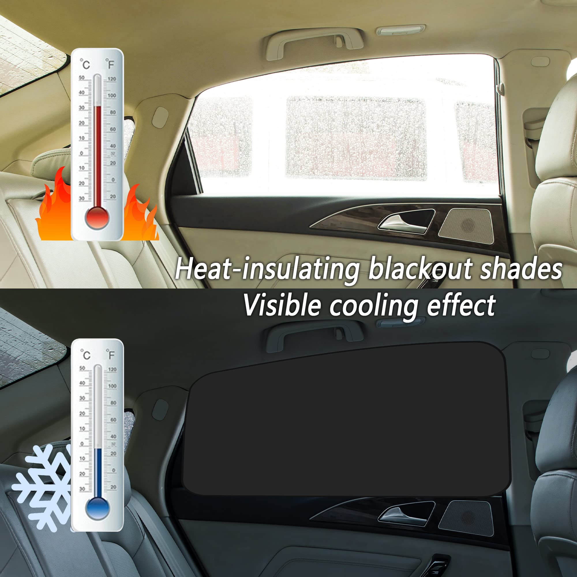 2Pack Car Window Shades with Magnets,100% Strong-Light Blocking&UV Protection Auto Privacy Shades,Car Essential Interior Accesso