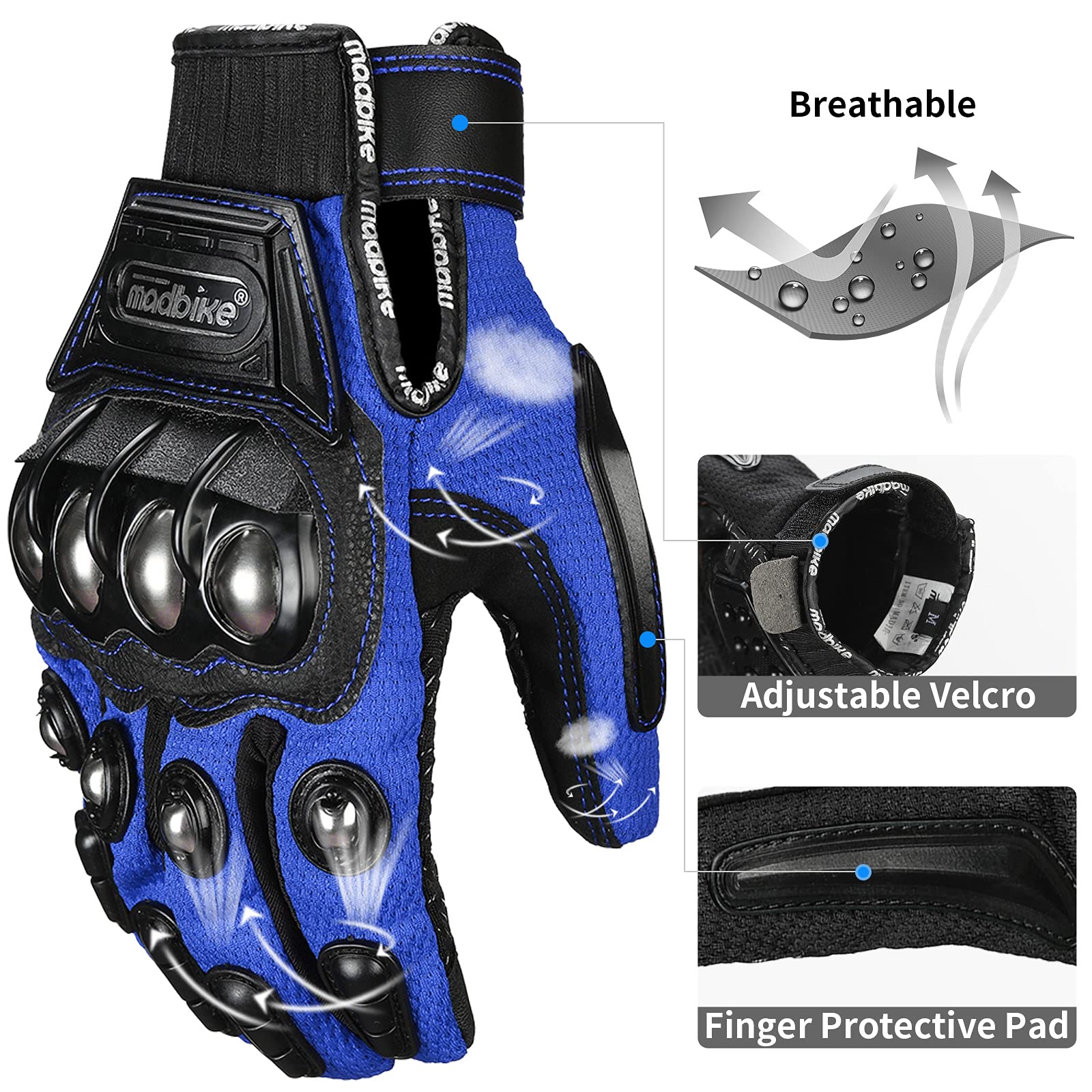 Ilm Touchscreen Alloy Steel Bicycle Motorcycle Motorbike Powersports Racing Gloves (Xl, Blue) Model 10C