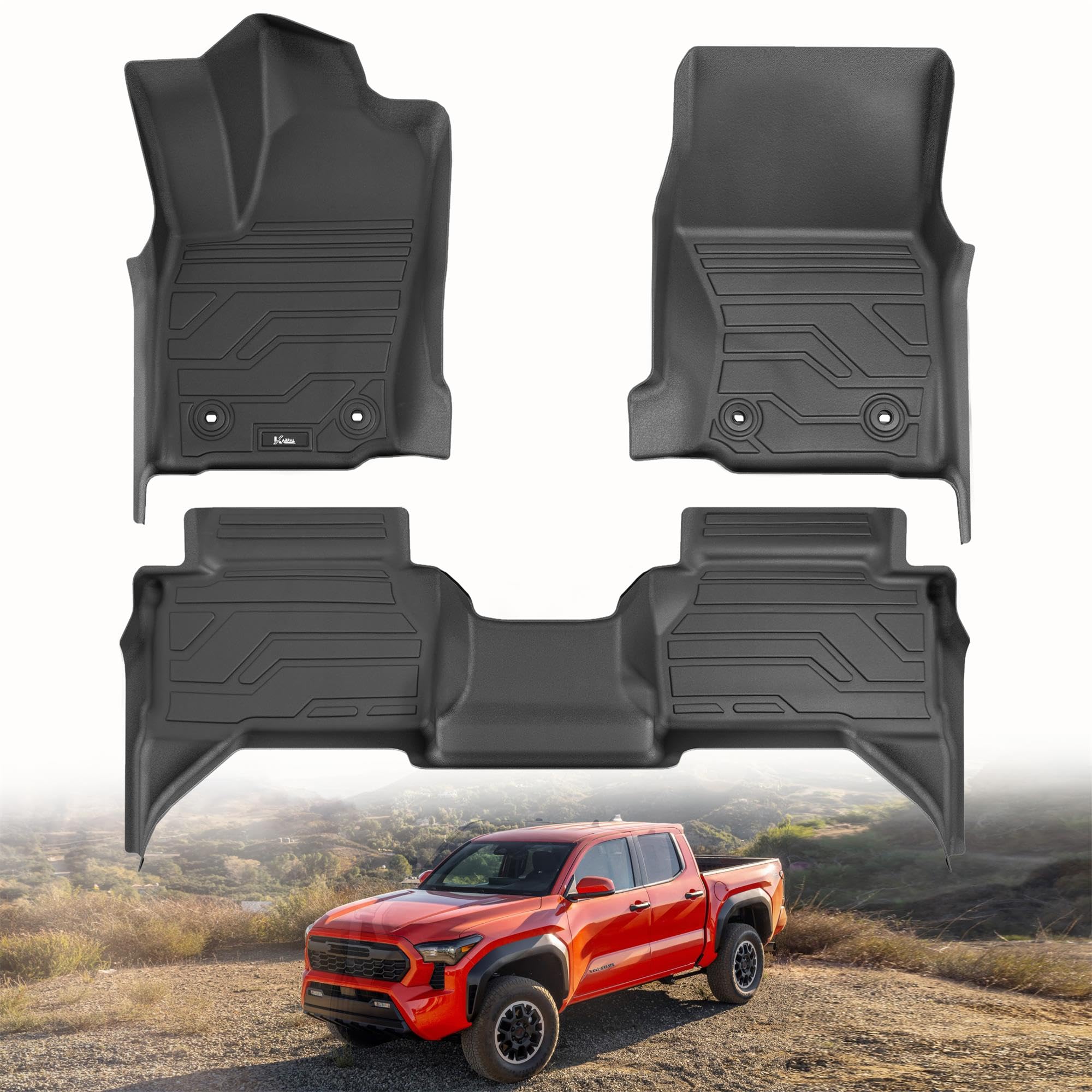Karpal Floor Mats Fit For Toyota Tacoma 2024 2025 Double Cab (Not Fit Hybrid), Tpe All Weather Custom Fit Tacoma Trd/Sr/Sr5/Limi