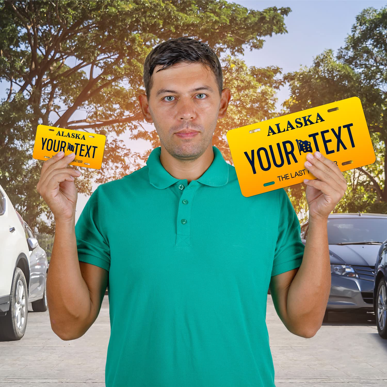 Custom Alaska License Plate, Personalized 50 States Fake License Plate For Front Of Car Sign 6X12 Inches, Rust Free .040 Aluminum, Fade Resistant, Made In Usa By Sigo Signs